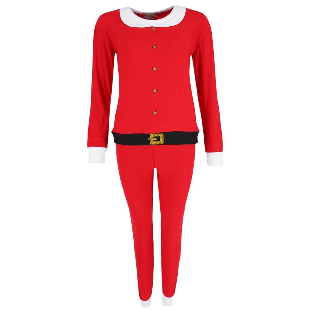 em & alfie Women's Christmas Santa Pajama Set with Matching Hat - Red