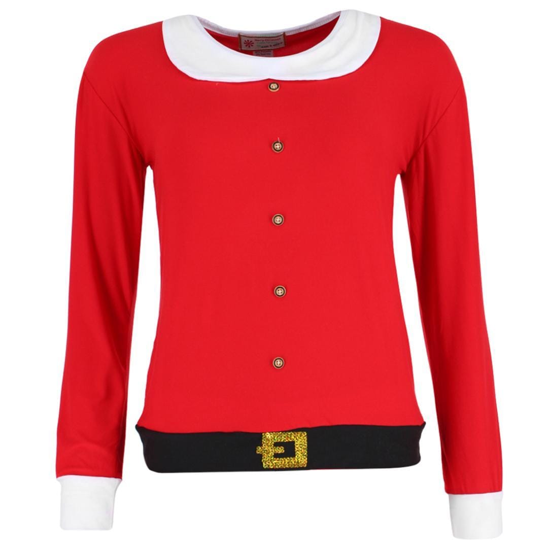 em & alfie Women's Christmas Santa Pajama Set with Matching Hat - Red