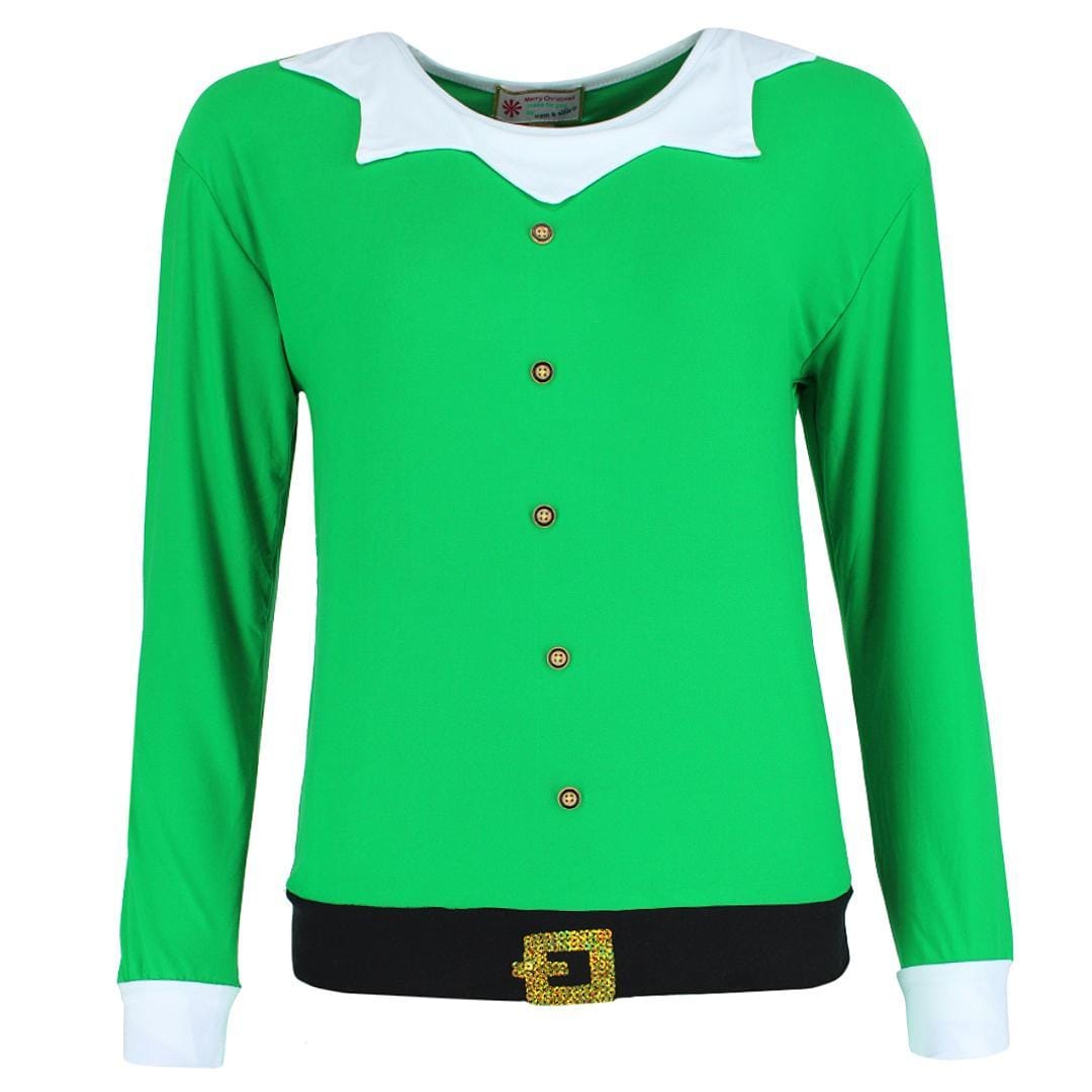 em & alfie Women's Christmas Elf Pajama Set with Matching Hat - Green