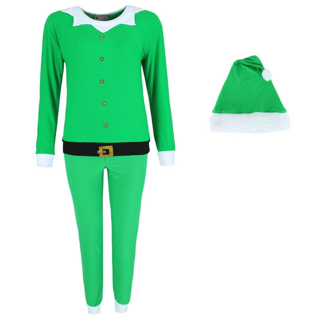 em & alfie Women's Christmas Elf Pajama Set with Matching Hat - Women's Christmas Elf Pajama Set with Matching Hat