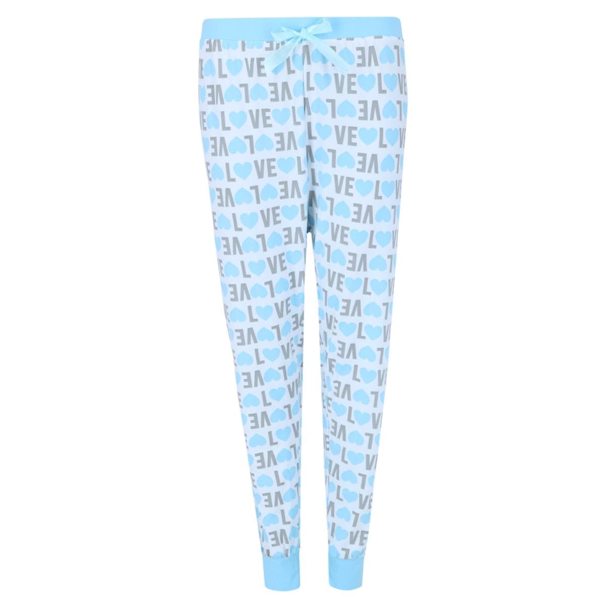 Not a Morning Person Women's Plus Size Love Hearts Long Sleeve Henley Pajama Set - Blue