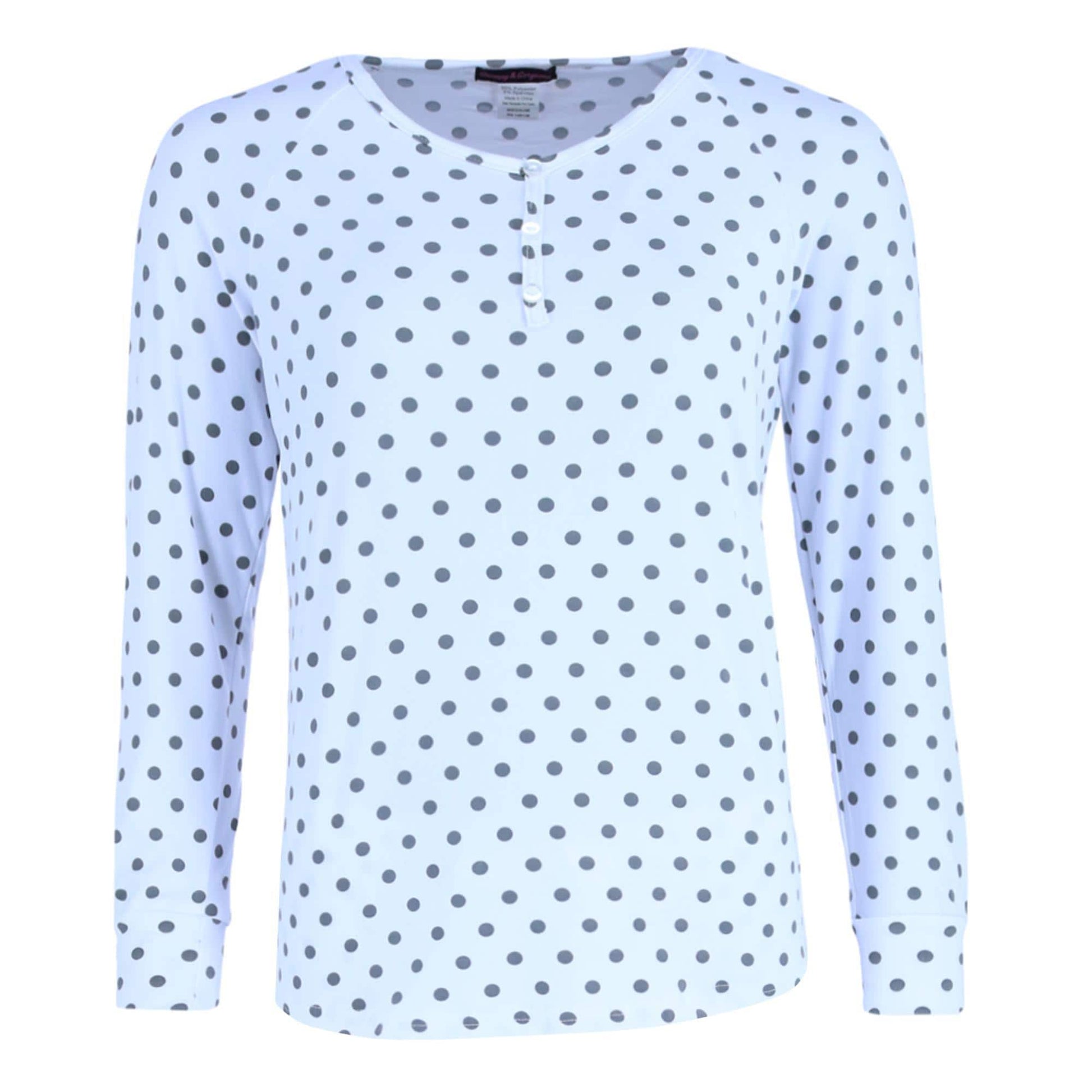 Grumpy & Gorgeous Women's Plus Polka Dot Jogger and Henley Pajama Set - White