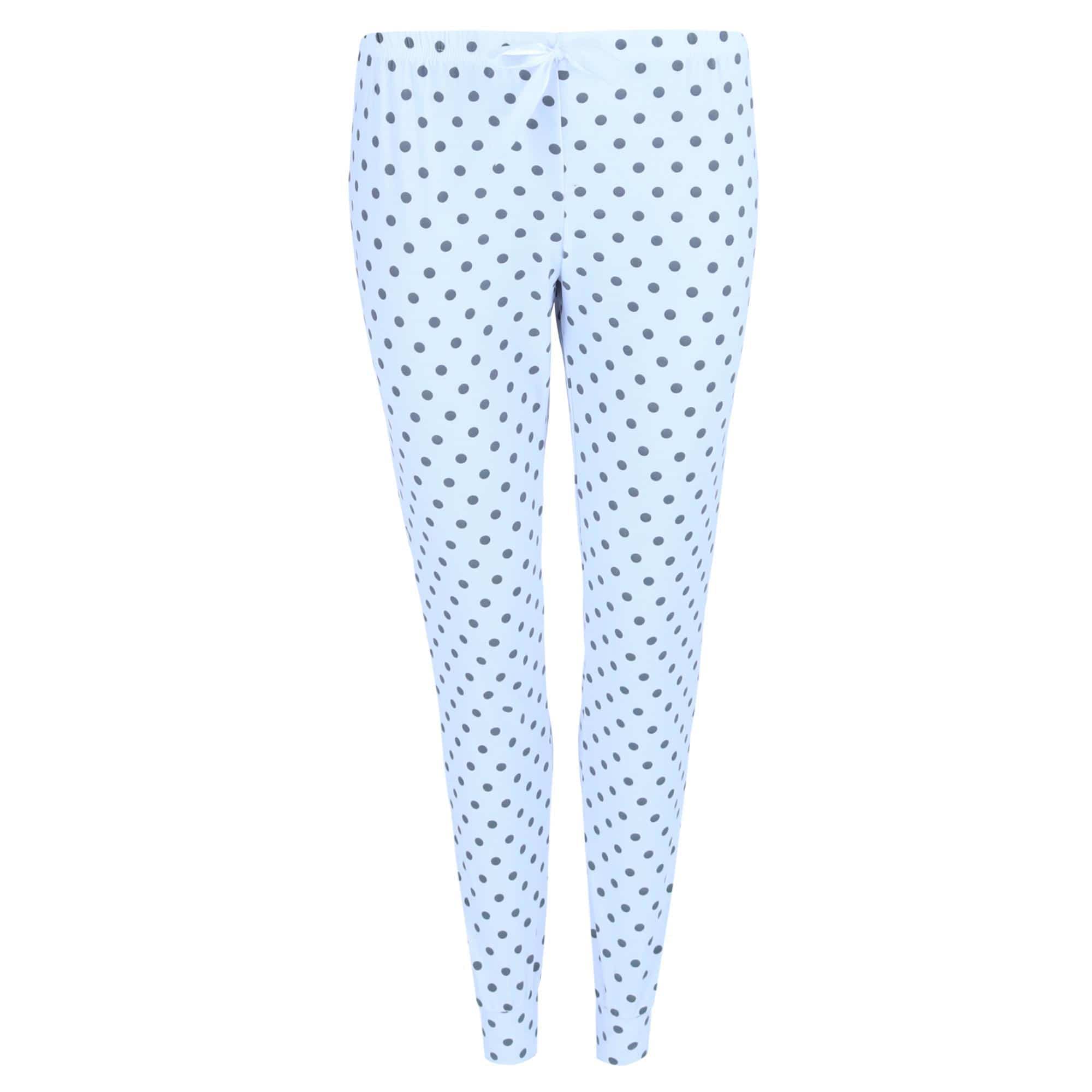Grumpy & Gorgeous Women's Plus Polka Dot Jogger and Henley Pajama Set - White