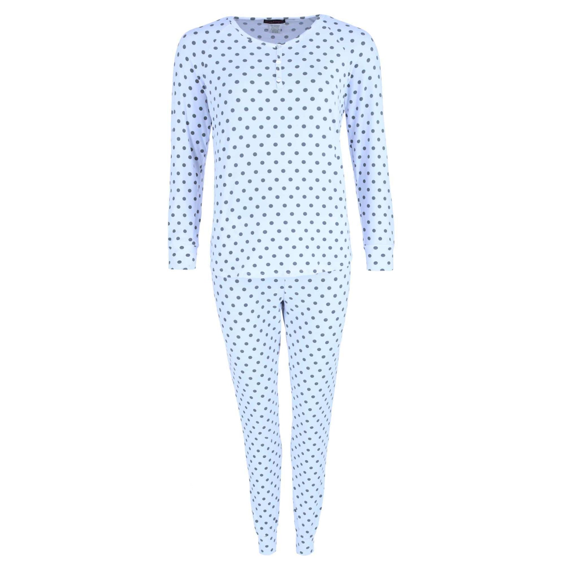Grumpy & Gorgeous Women's Plus Polka Dot Jogger and Henley Pajama Set - Women's Plus Polka Dot Jogger and Henley Pajama Set