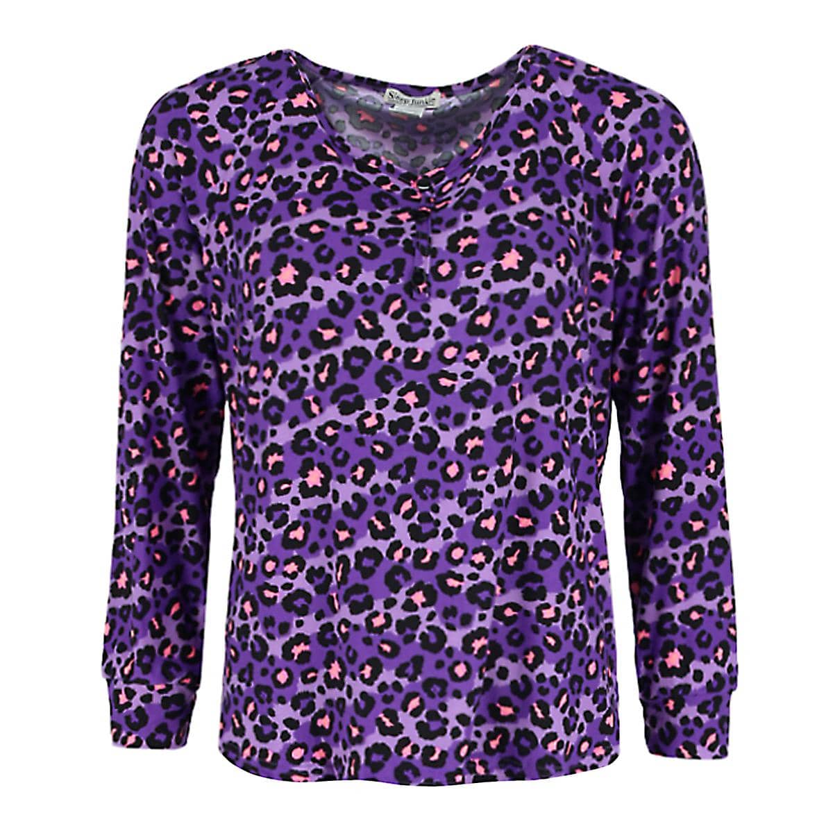 Sleep Junkie Women's Plus Size Leopard Print Jogger Pajama Set - Purple