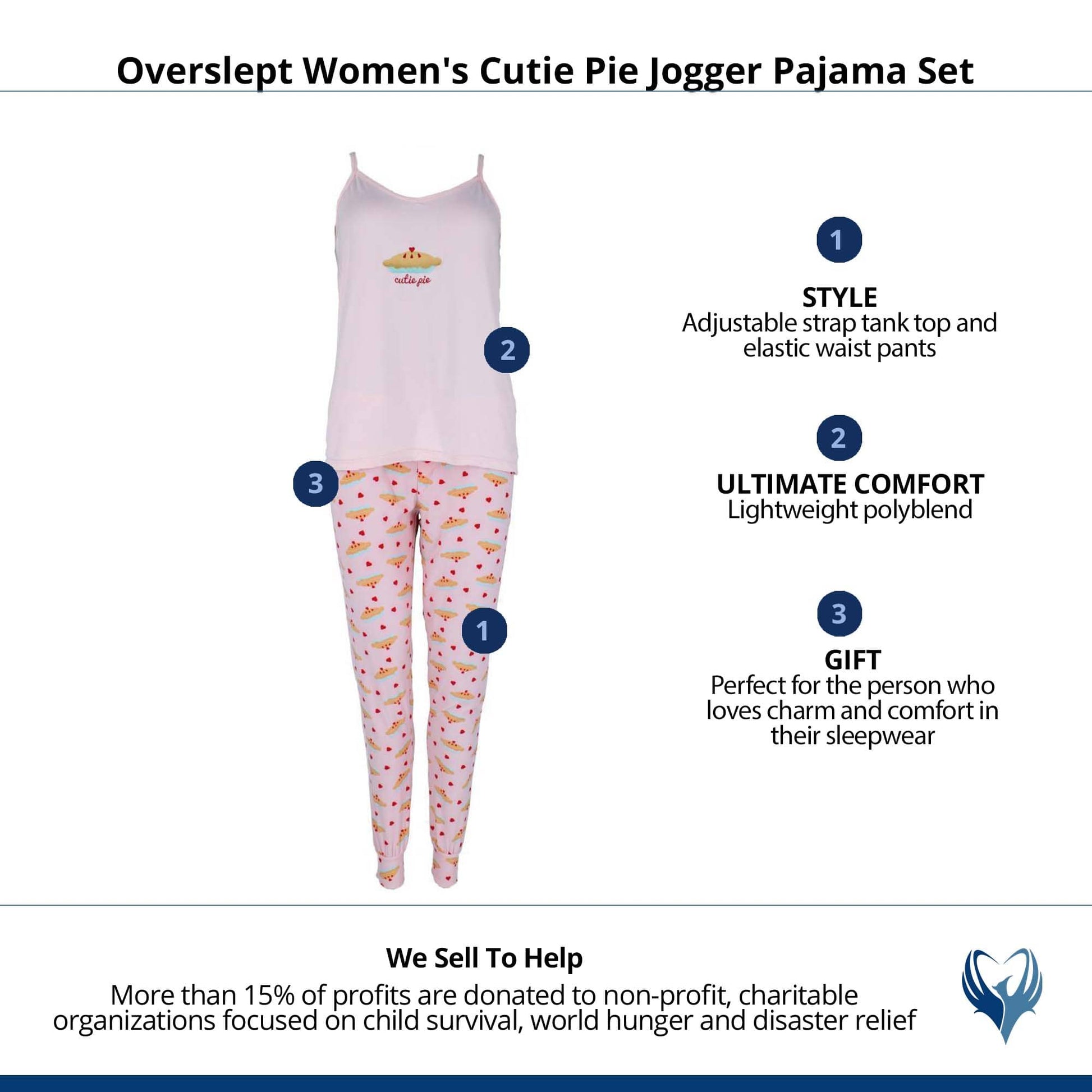 Overslept Women's Cutie Pie Jogger Pajama Set - Pink