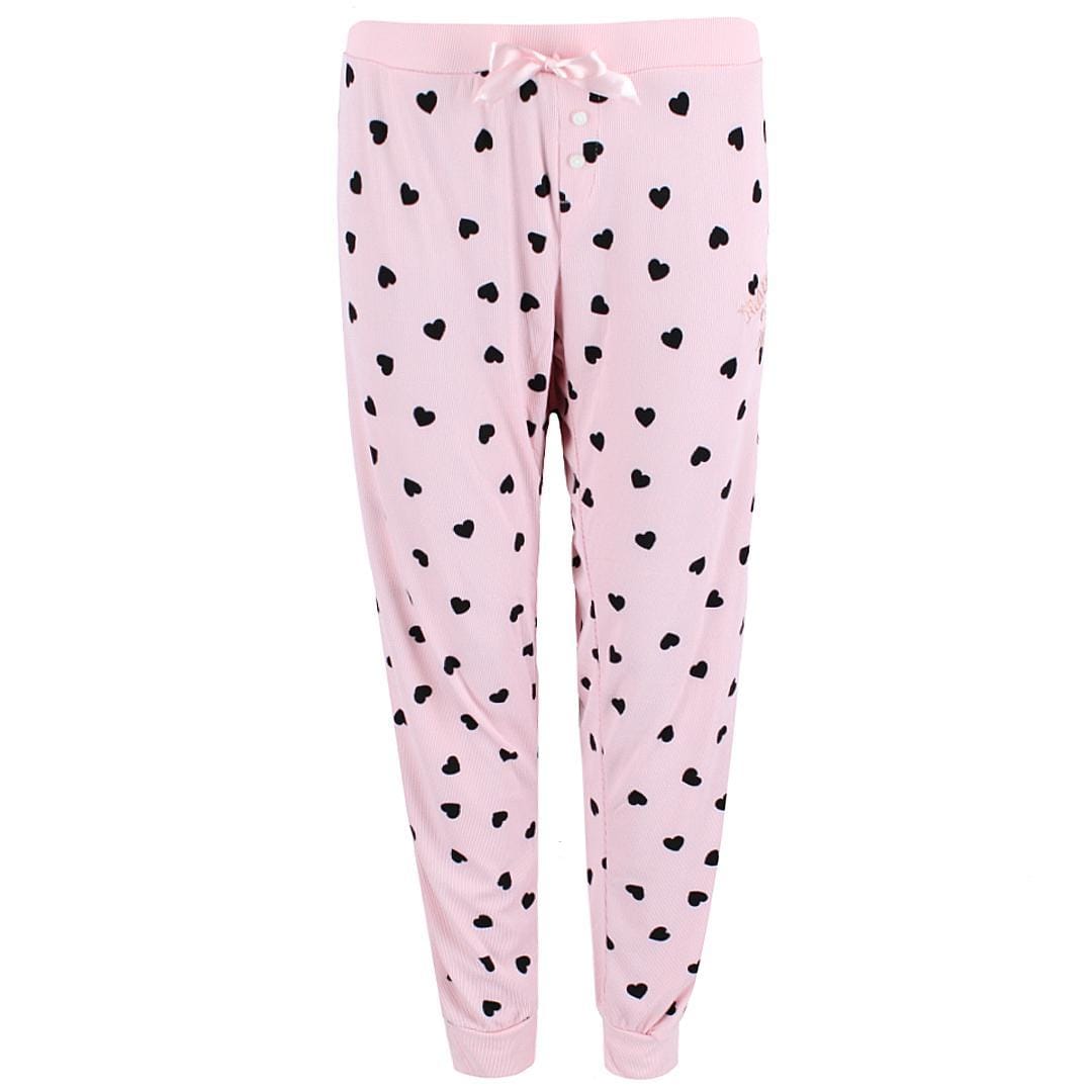 Grumpy & Gorgeous Women's Plus Size Naughty or Nice Heart Jogger Pajama Set - Pink
