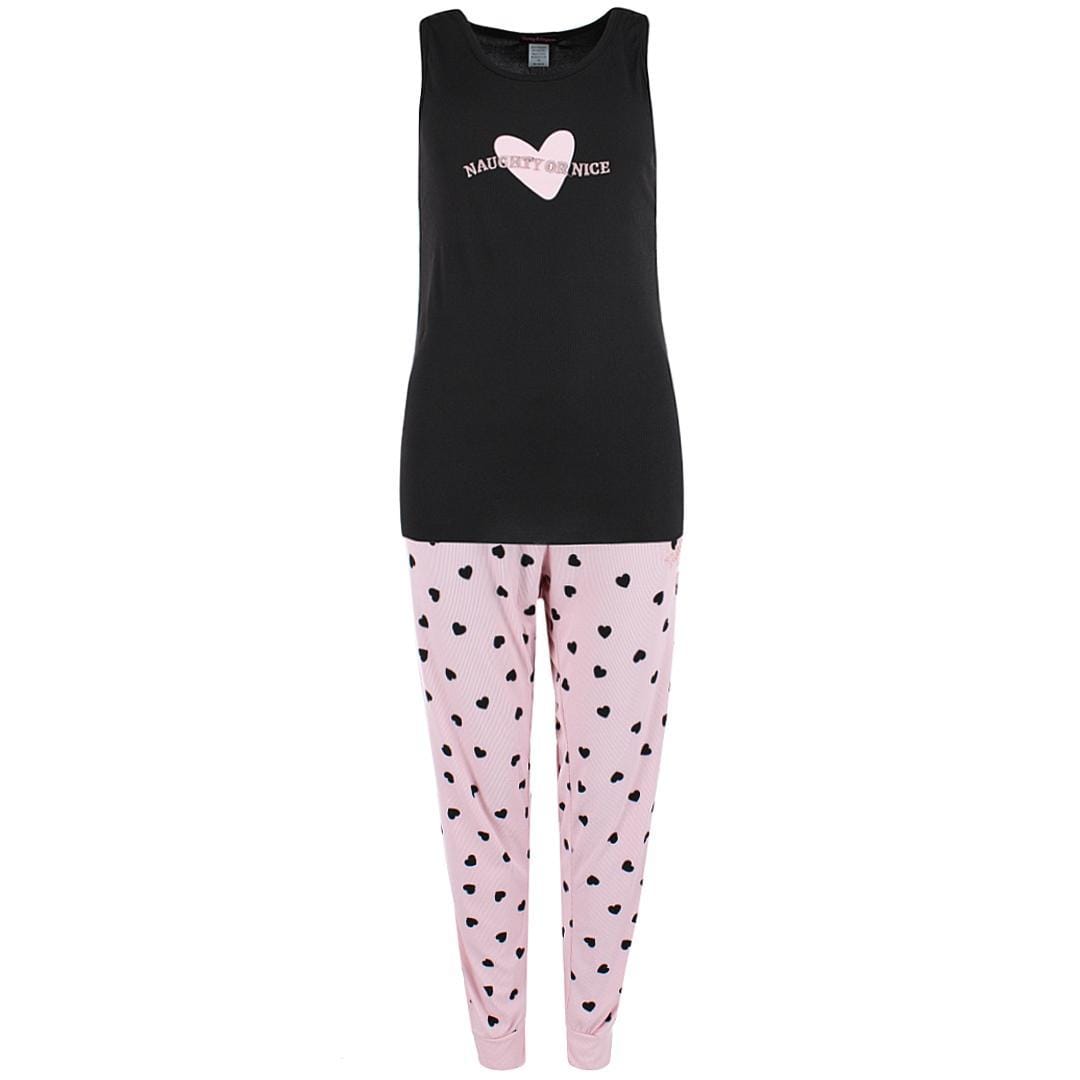 Grumpy & Gorgeous Women's Plus Size Naughty or Nice Heart Jogger Pajama Set - Women's Plus Size Naughty or Nice Heart Jogger Pajama Set