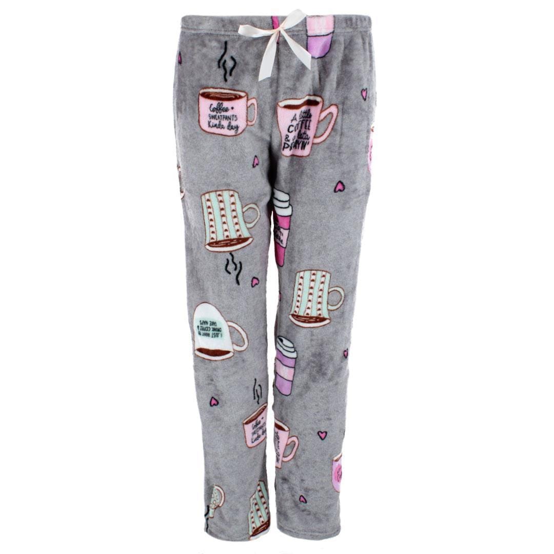 em & alfie Women's Plush Coffee Pajama Crew Set - Gray