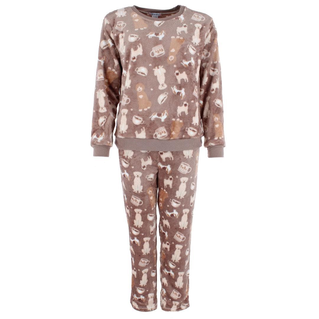 em & alfie Women's Dog Lover Plush Crewneck Pajama Set - Women's Dog Lover Plush Crewneck Pajama Set