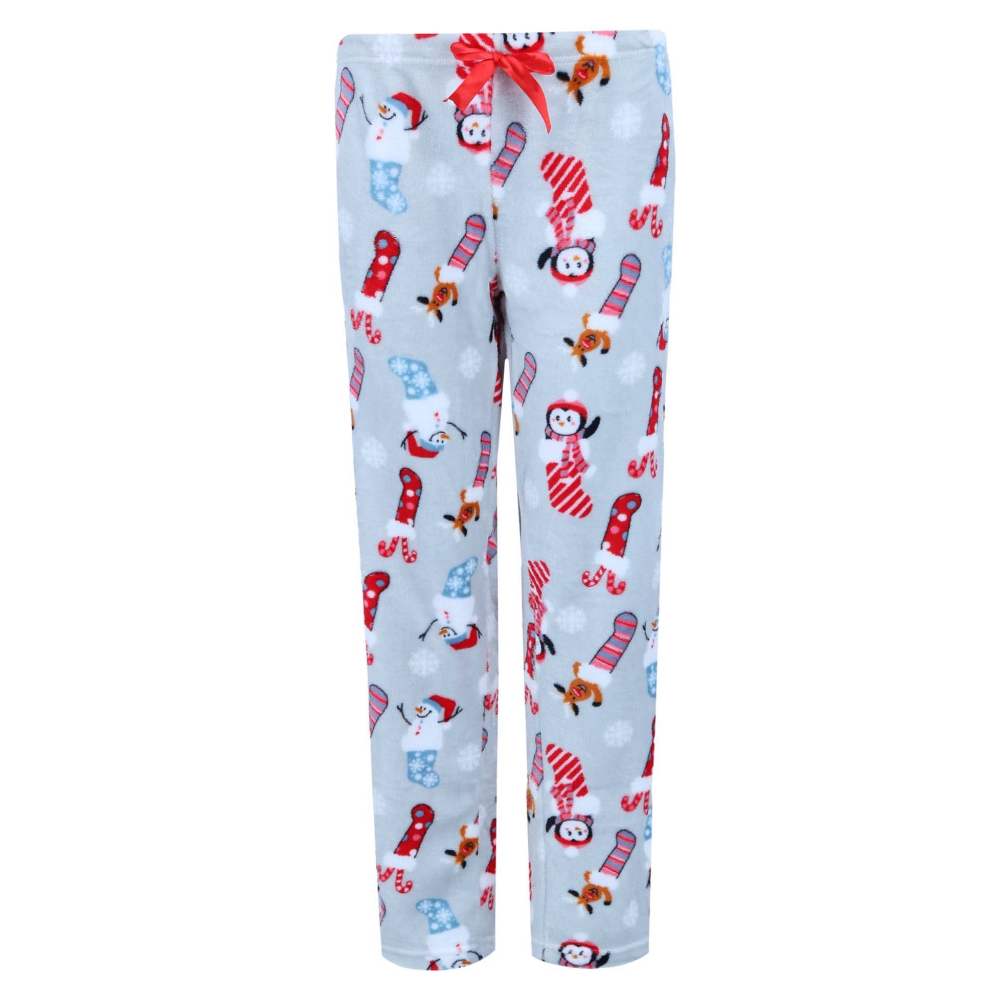 em & alfie Women's Snowman Print Plush PJ Set - Grey