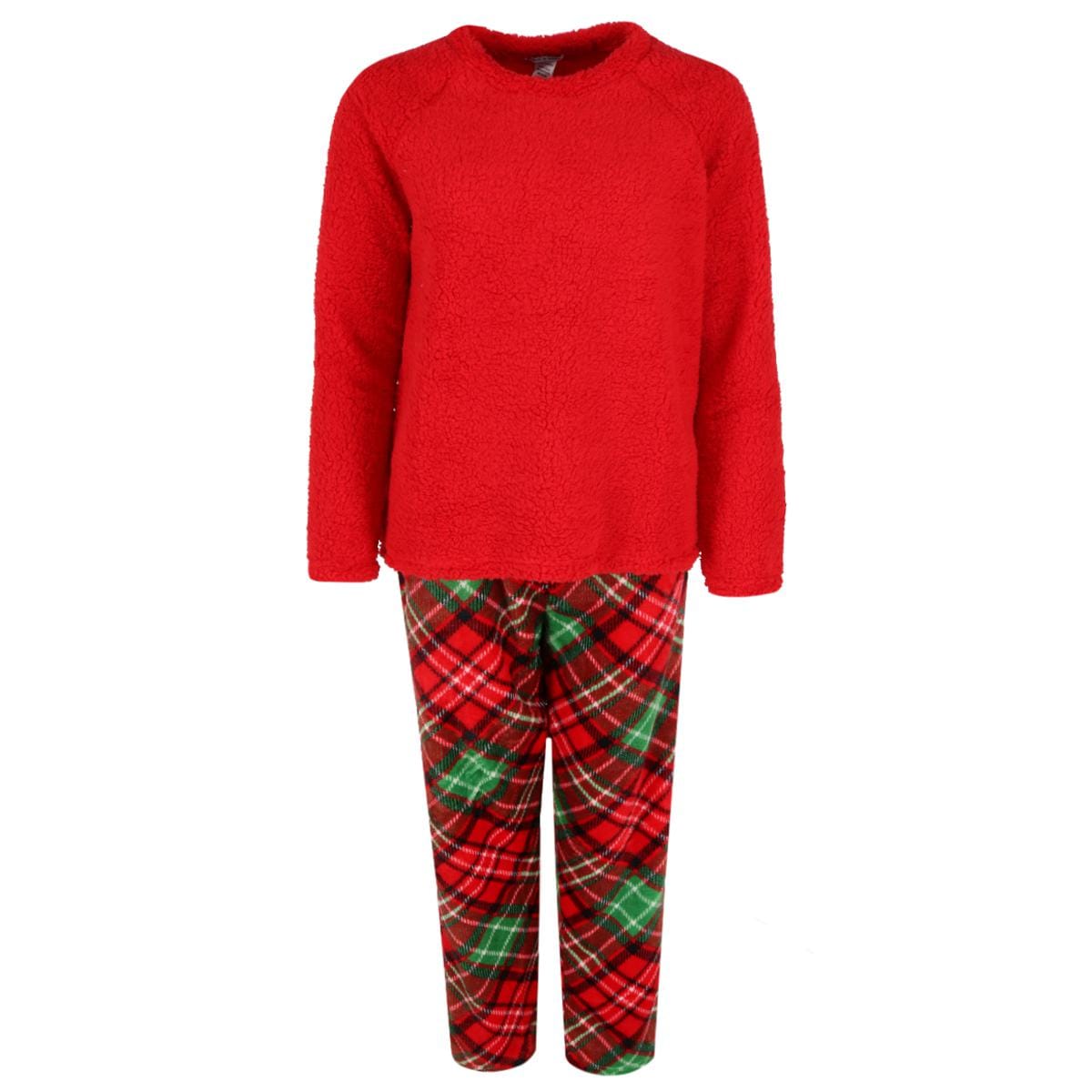 em & alfie Women's Plush and Sherpa PJ Set with Makeup Bag - Red