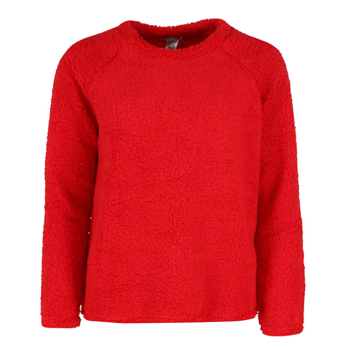 em & alfie Women's Plush and Sherpa PJ Set with Makeup Bag - Red