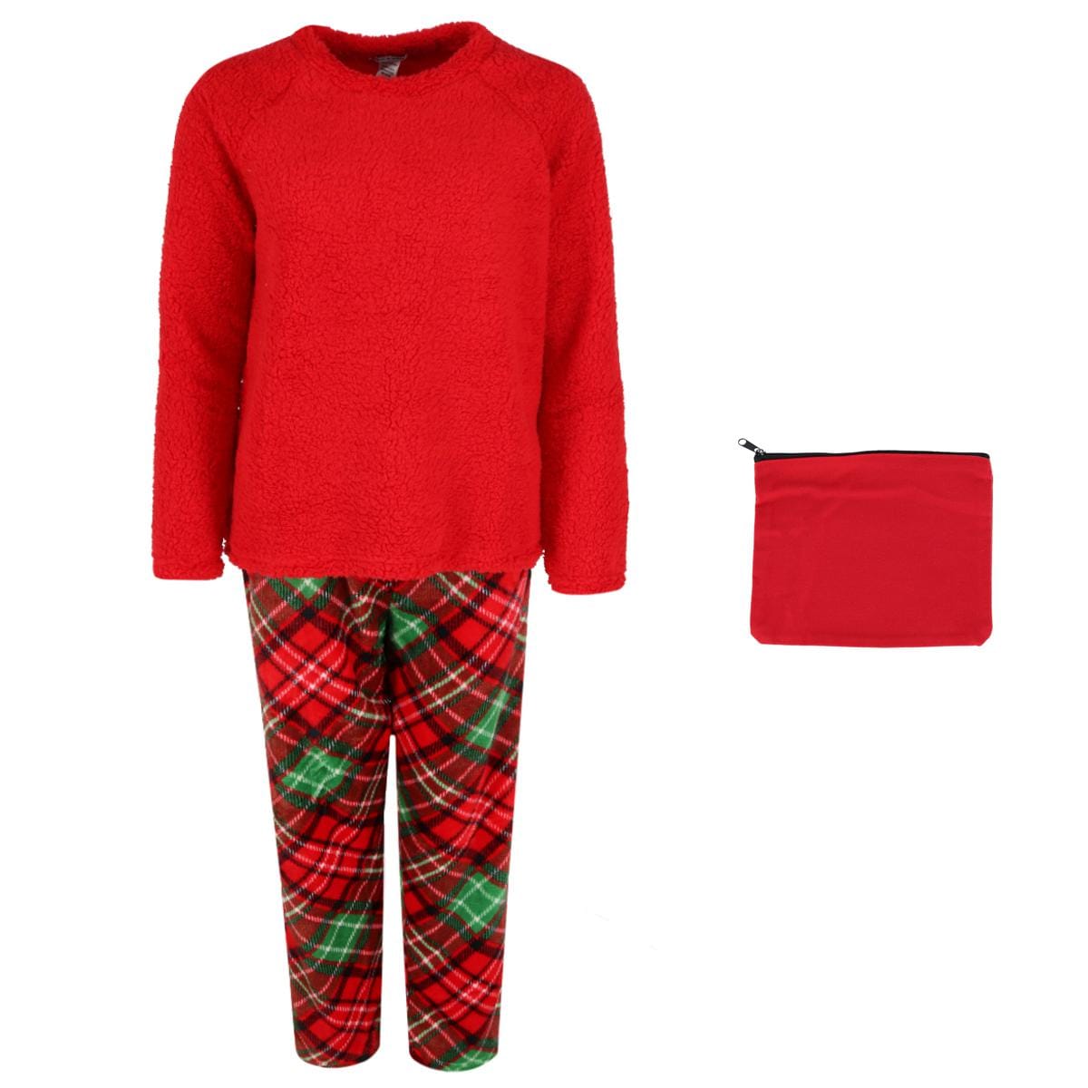 em & alfie Women's Plush and Sherpa PJ Set with Makeup Bag - Women's Plush and Sherpa PJ Set with Makeup Bag
