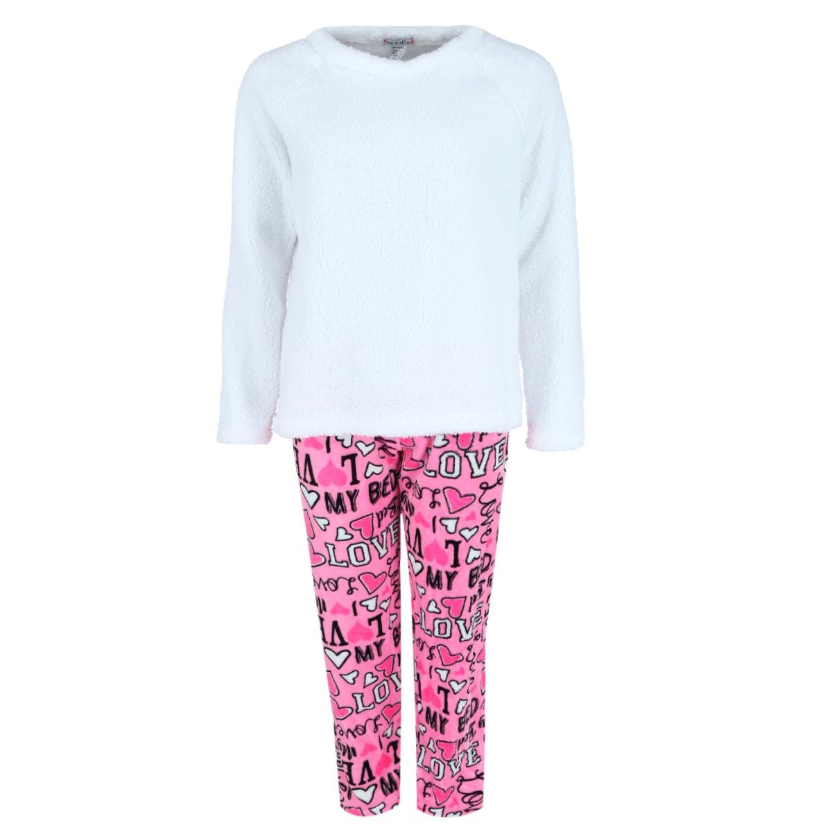 em & alfie Women's Love My Bed Pajama Set with Makeup Bag - Pink