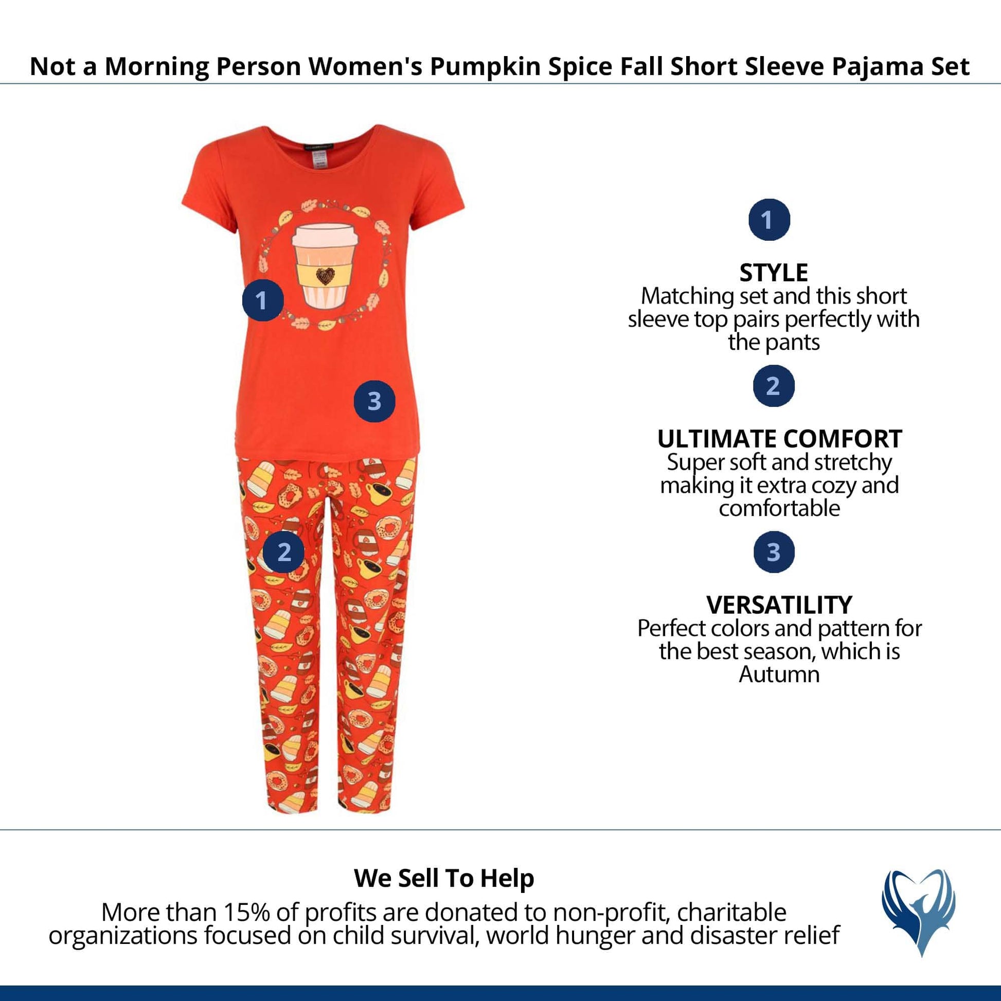 Not a Morning Person Women's Pumpkin Spice Short Sleeve Pajama Set - Orange