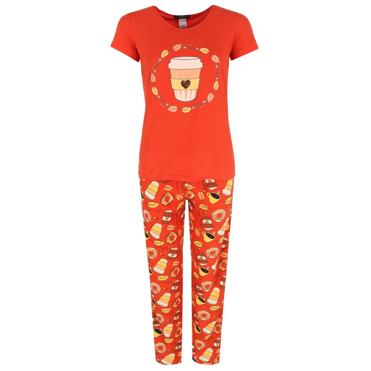 Not a Morning Person Women's Plus Size Pumpkin Spice Short Sleeve PJ Set - Women's Plus Size Pumpkin Spice Short Sleeve PJ Set