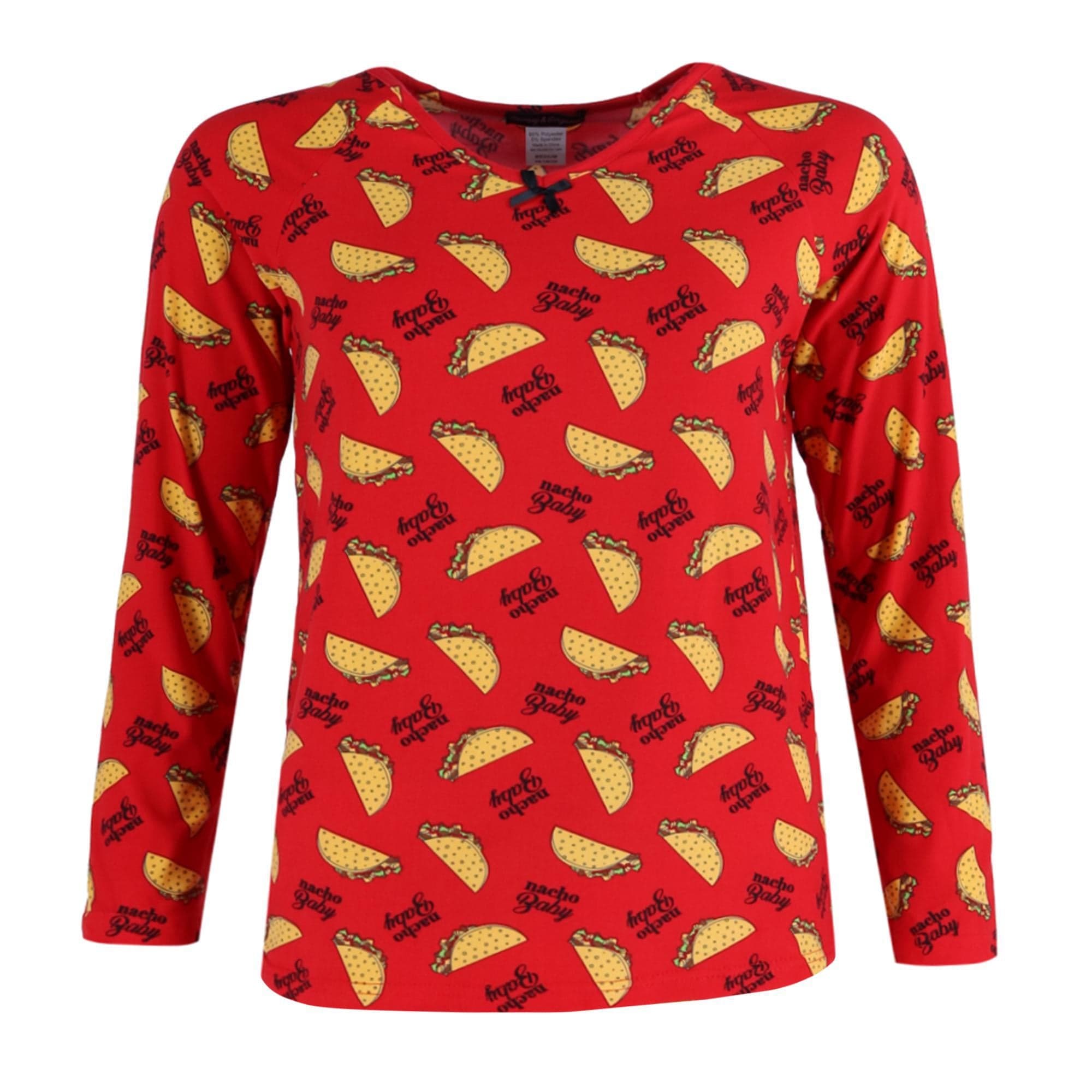 Grumpy & Gorgeous Women's Plus Size Taco Print Pajama Set - Red