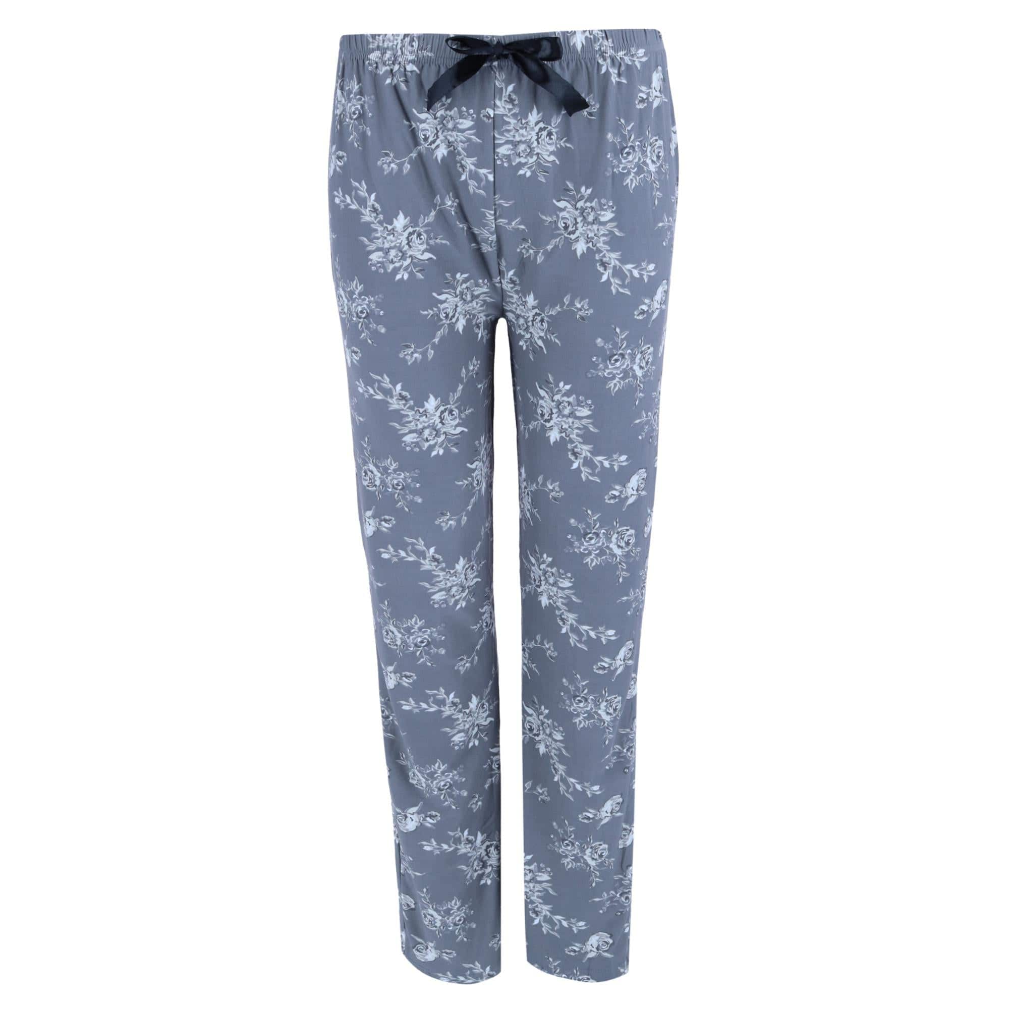 Elegant Emily Women's Henley & Pant Grey Floral Set - Grey