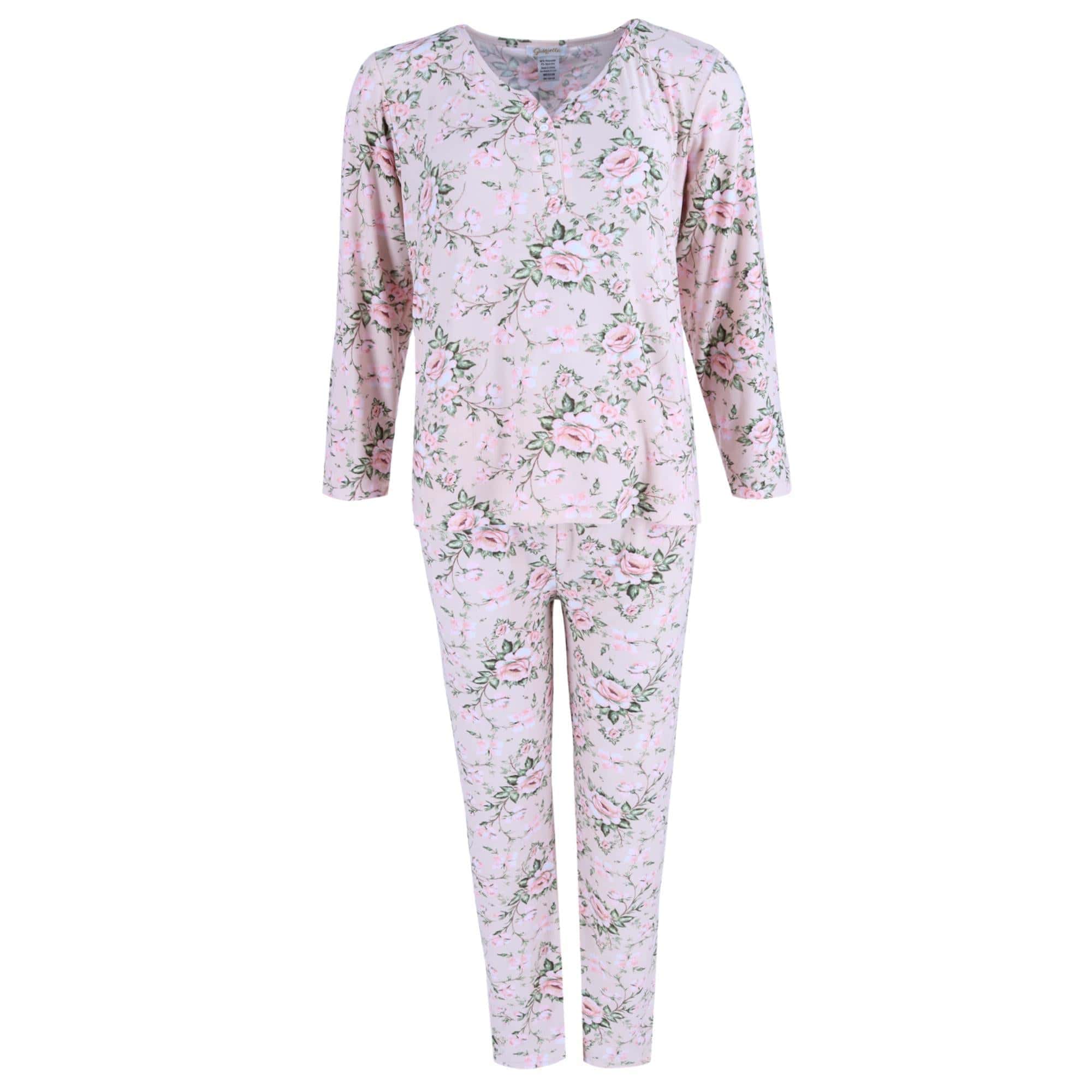 Gabriella Women's Long Sleeve & Pant Pink Floral Set - Women's Long Sleeve & Pant Pink Floral Set