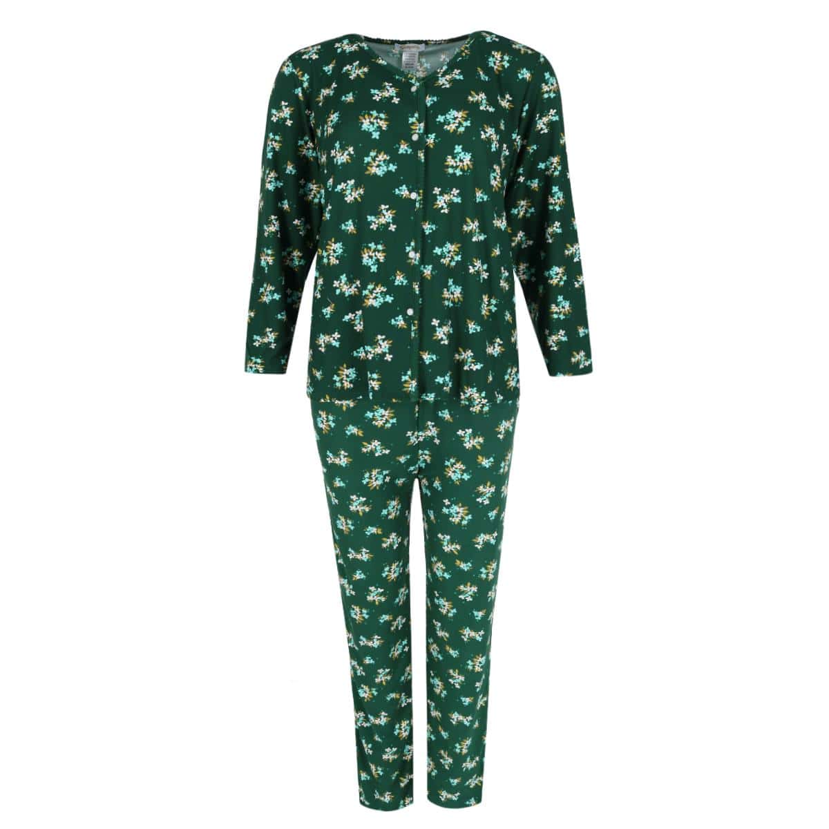 Elegant Emily Women's Hunter Floral Pajama Set - Hunter Green