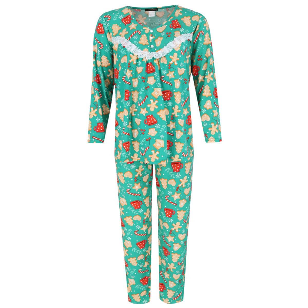 Not a Morning Person Women's Cocoa and Cookies Long Sleeve Pajama Set - Green