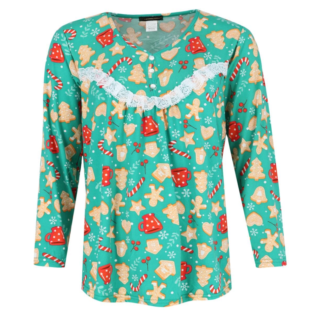 Not a Morning Person Women's Cocoa and Cookies Long Sleeve Pajama Set - Green