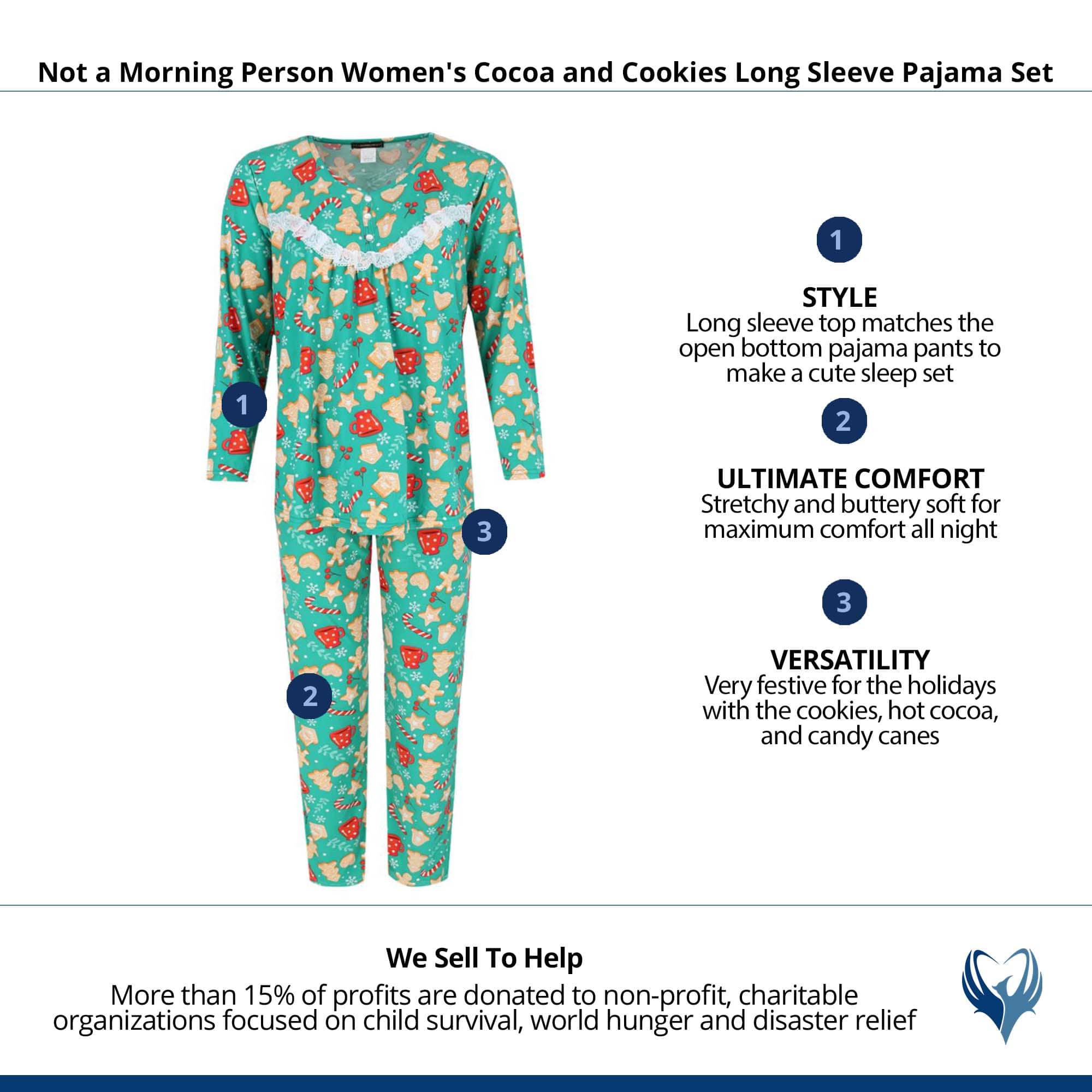 Not a Morning Person Women's Cocoa and Cookies Long Sleeve Pajama Set - Green