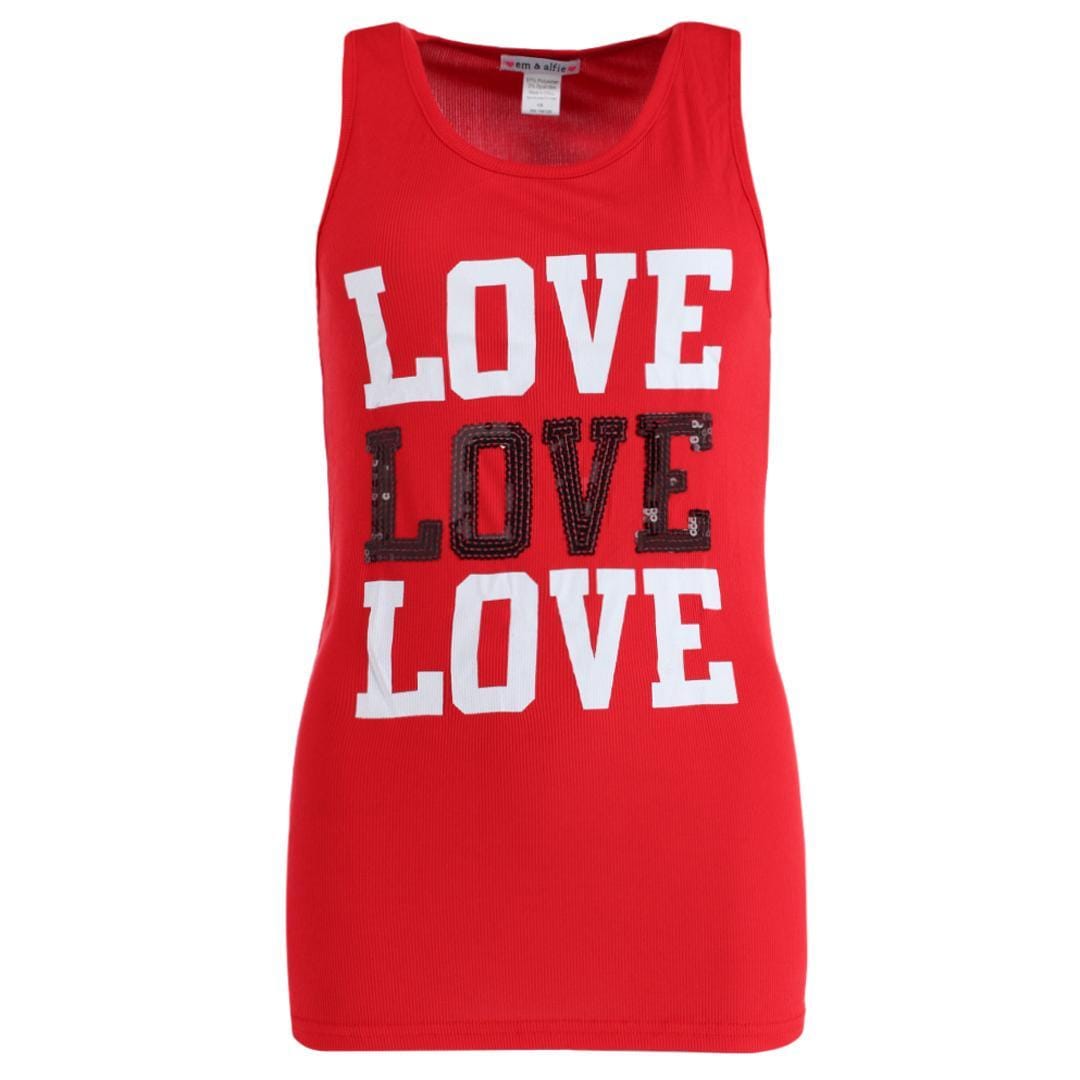 em & alfie Women's Plus Love Tank Buffalo Check Pajama Set - Red
