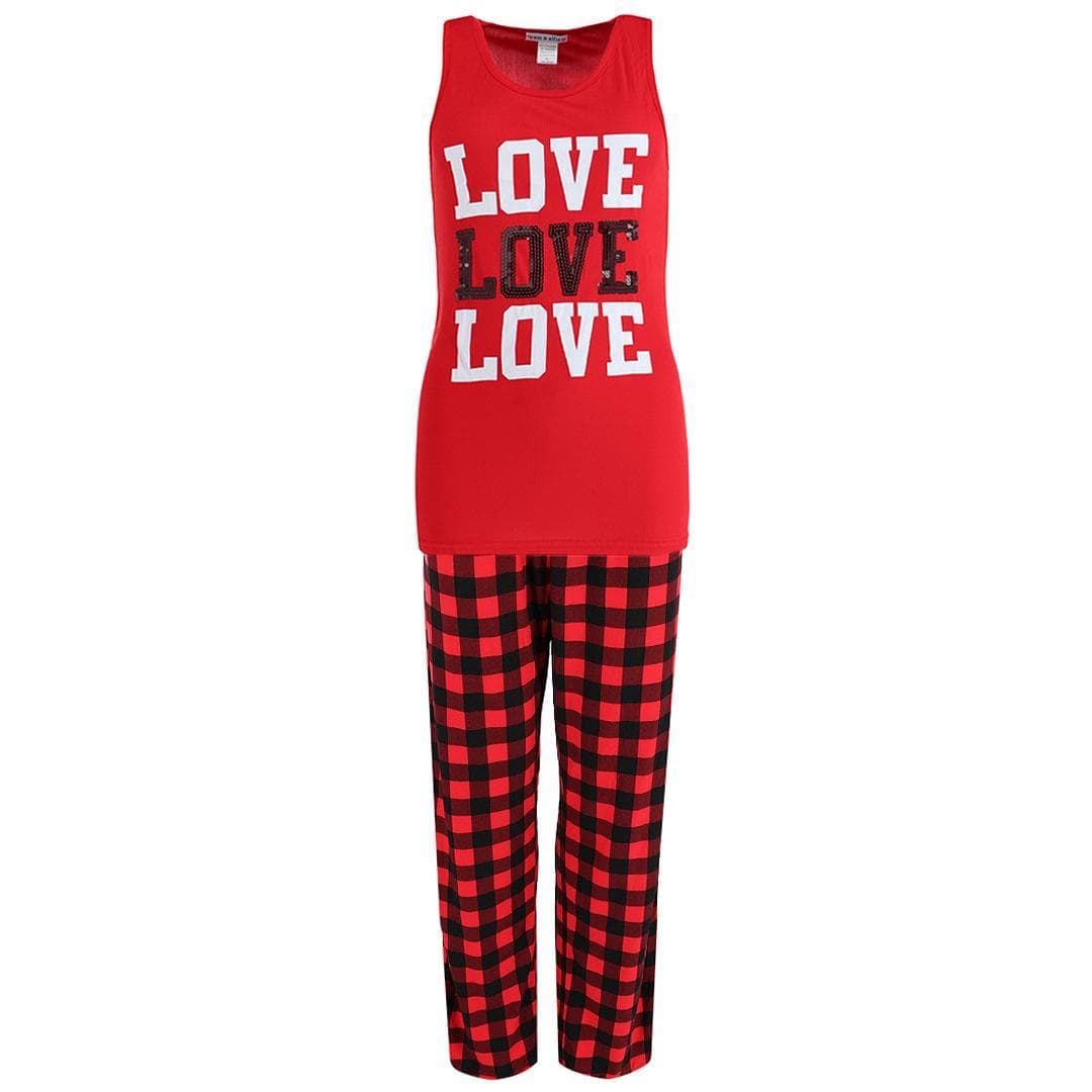 em & alfie Women's Plus Love Tank Buffalo Check Pajama Set - Women's Plus Love Tank Buffalo Check Pajama Set