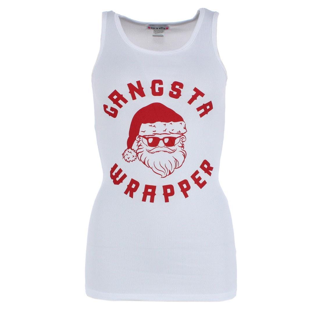em & alfie Women's Gangsta Wrapper Christmas Pajama Set - White