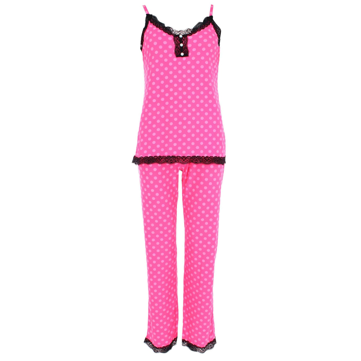 Not a Morning Person Women's Lace Trim Iconic Polka Dot Stripe Pajama Set - Polka Dot