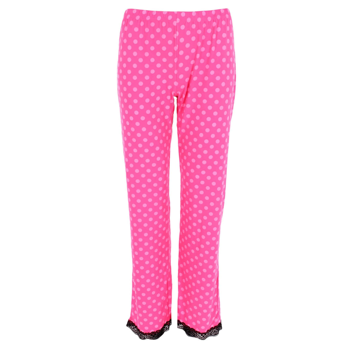 Not a Morning Person Women's Lace Trim Iconic Polka Dot Stripe Pajama Set - Polka Dot