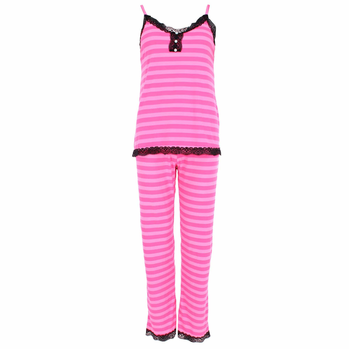 Not a Morning Person Women's Lace Trim Iconic Polka Dot Stripe Pajama Set
