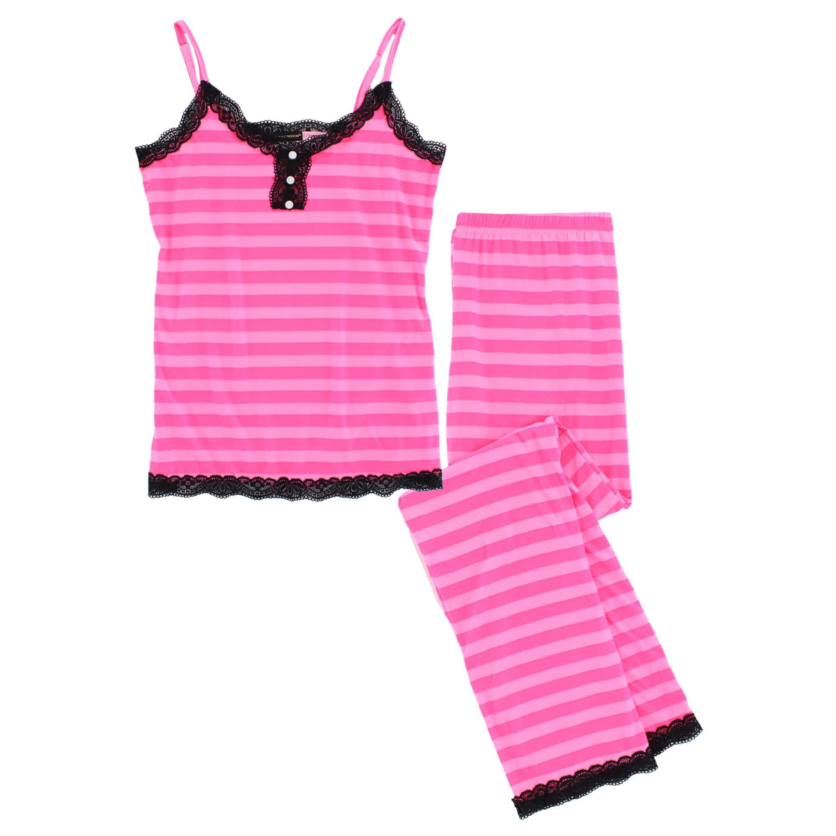 Not a Morning Person Women's Lace Trim Iconic Polka Dot Stripe Pajama Set - Stripes