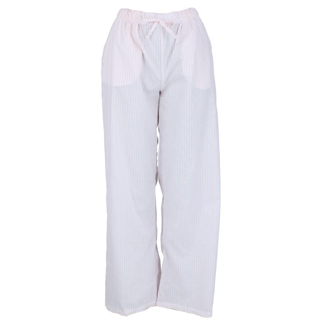 Not a Morning Person Women's Bow Baby Tee and Striped Pants Pajama Set - Pink Lolli