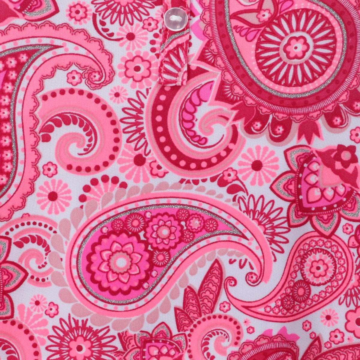 Miss Lillian Women's Paisley Henley Short Sleeve and Shorts Set - Pink
