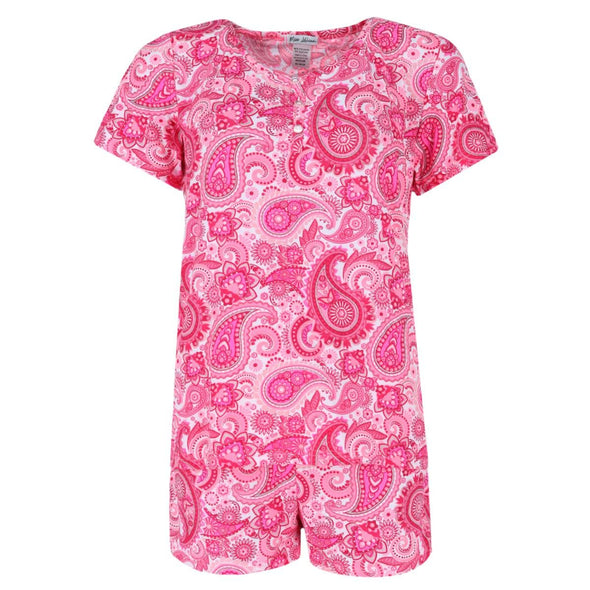 Women's Paisley Henley Short Sleeve and Shorts Set