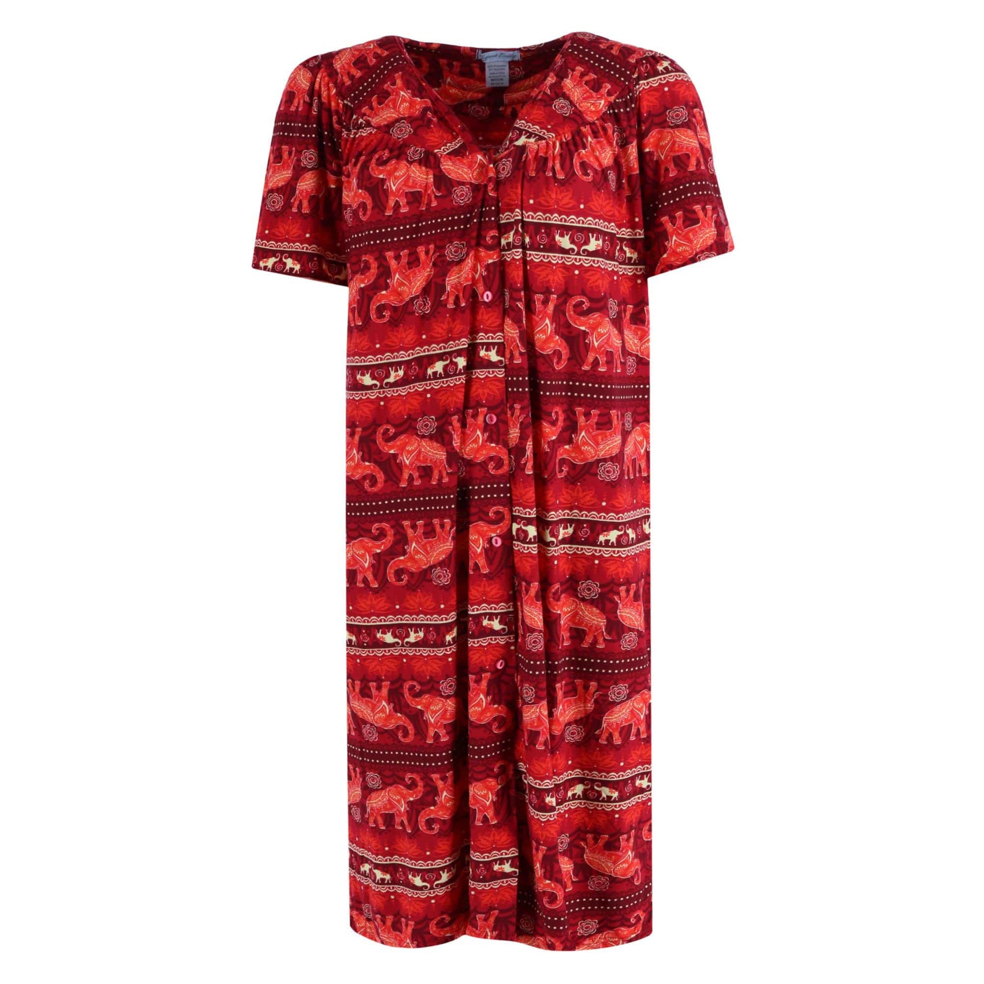 Elegant Emily Women's Elephant Print Button Down Duster Gown - Women's Elephant Print Button Down Duster Gown