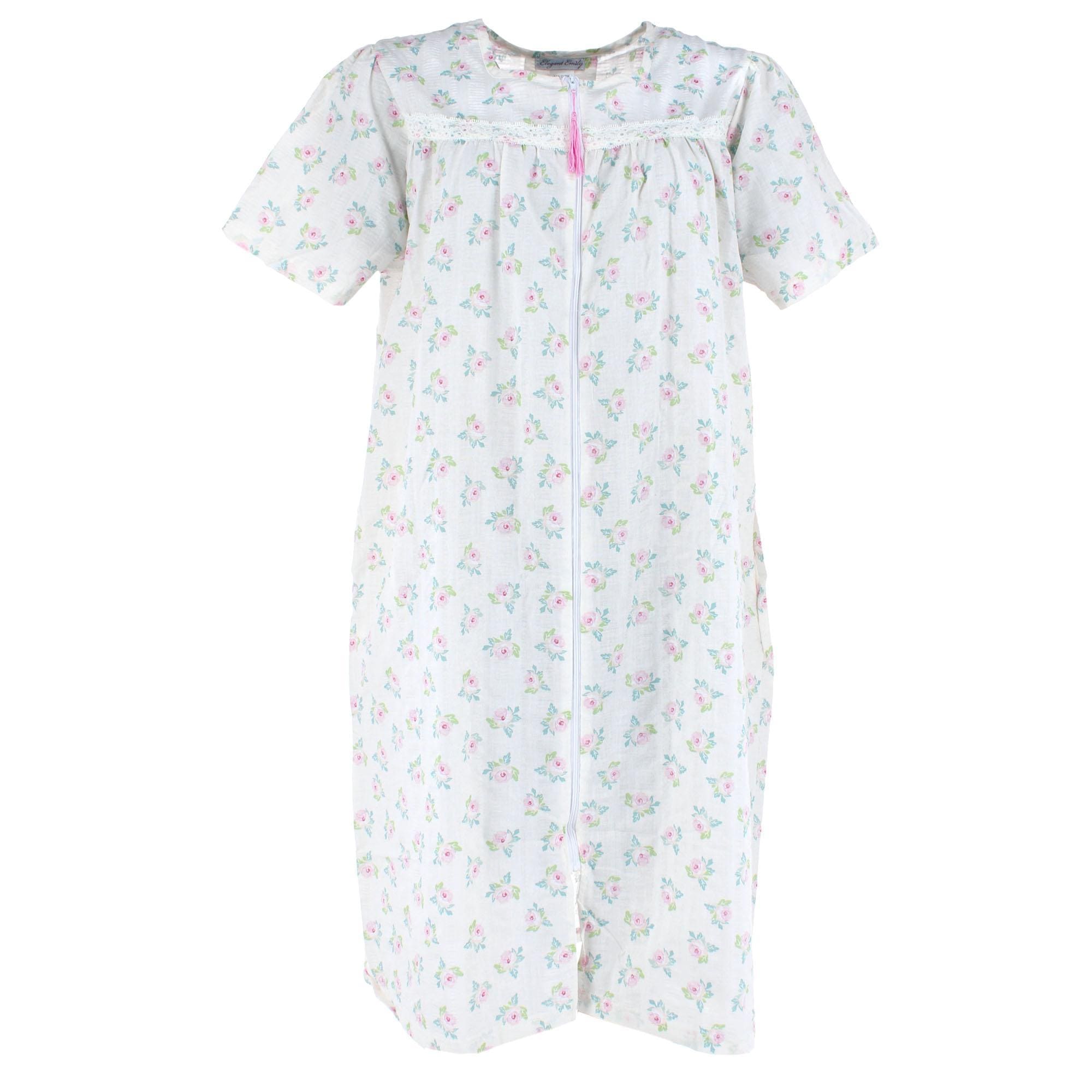 Elegant Emily Women's Smocked Spring Floral Duster Gown - Pink
