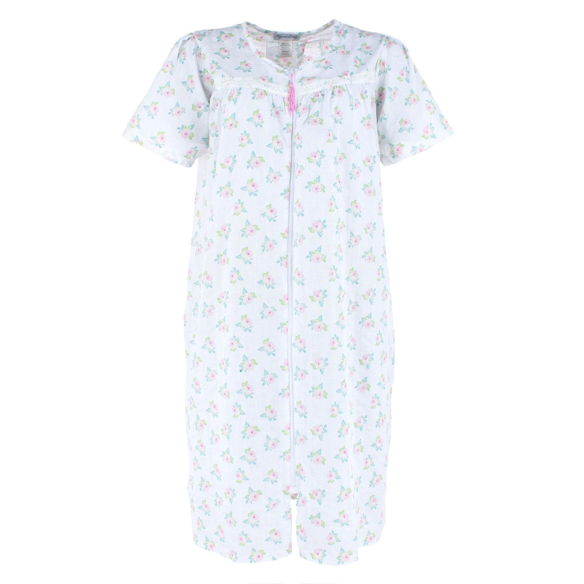 Elegant Emily Women's Smocked Spring Floral Duster Gown