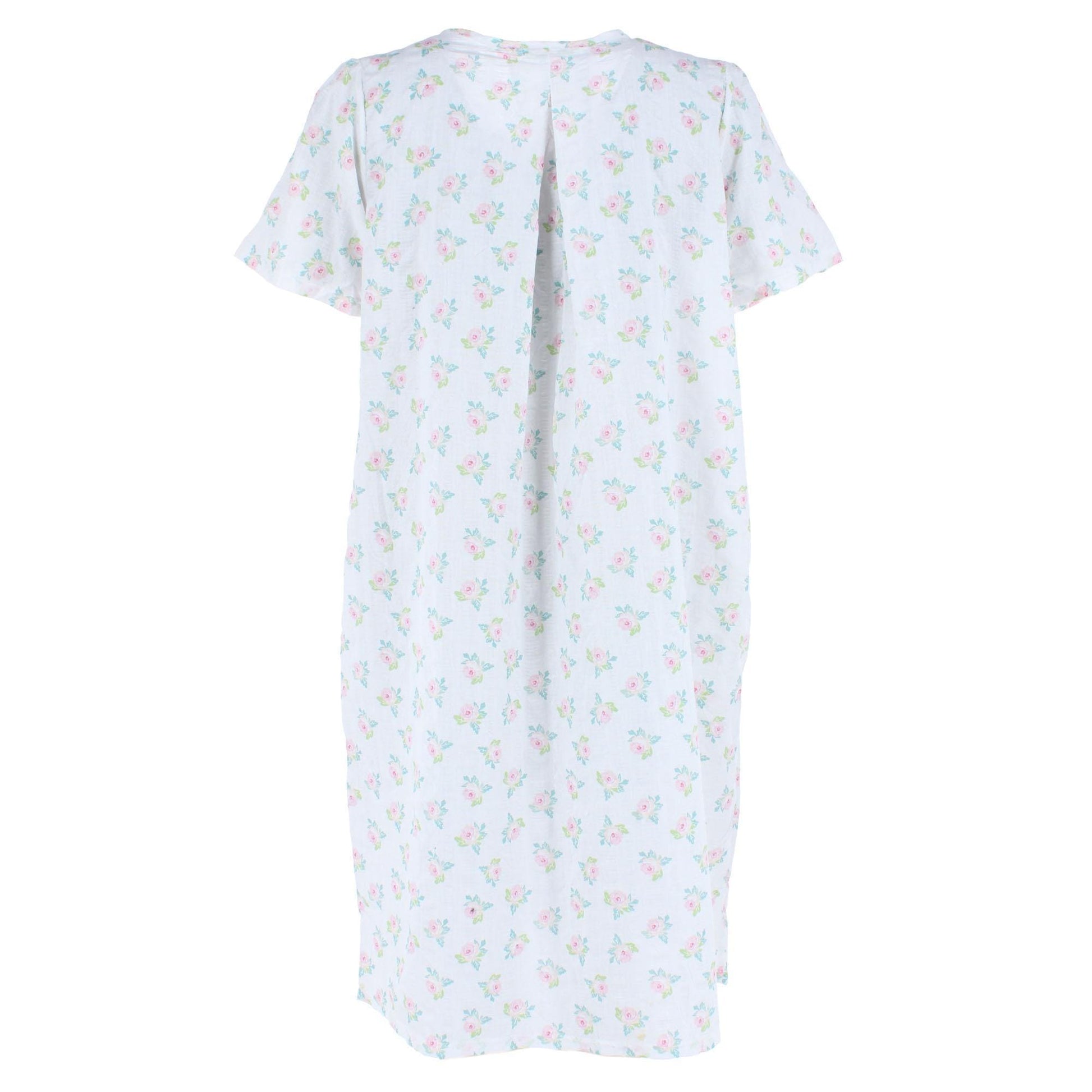 Elegant Emily Women's Smocked Spring Floral Duster Gown - White