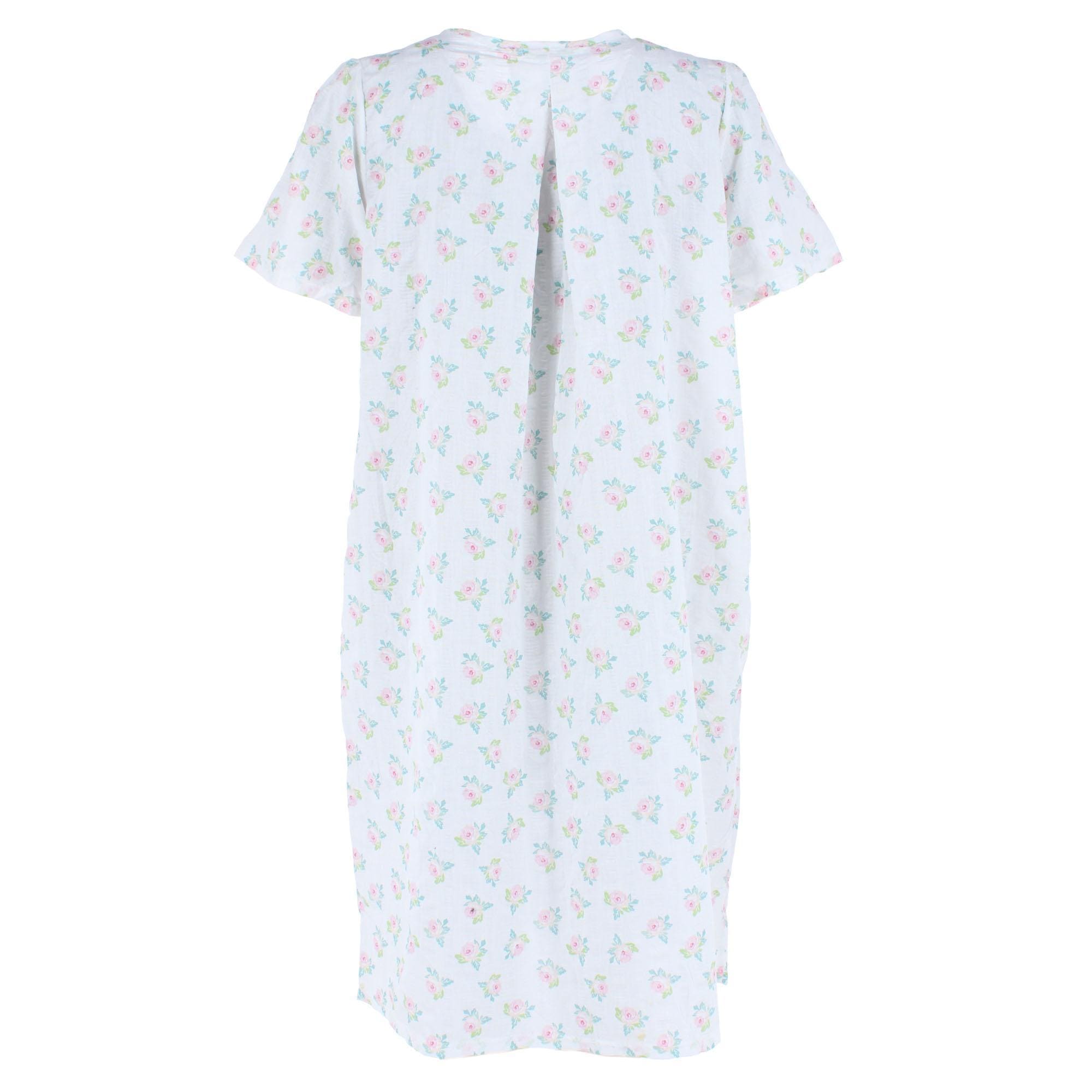 Elegant Emily Women's Smocked Spring Floral Duster Gown - White