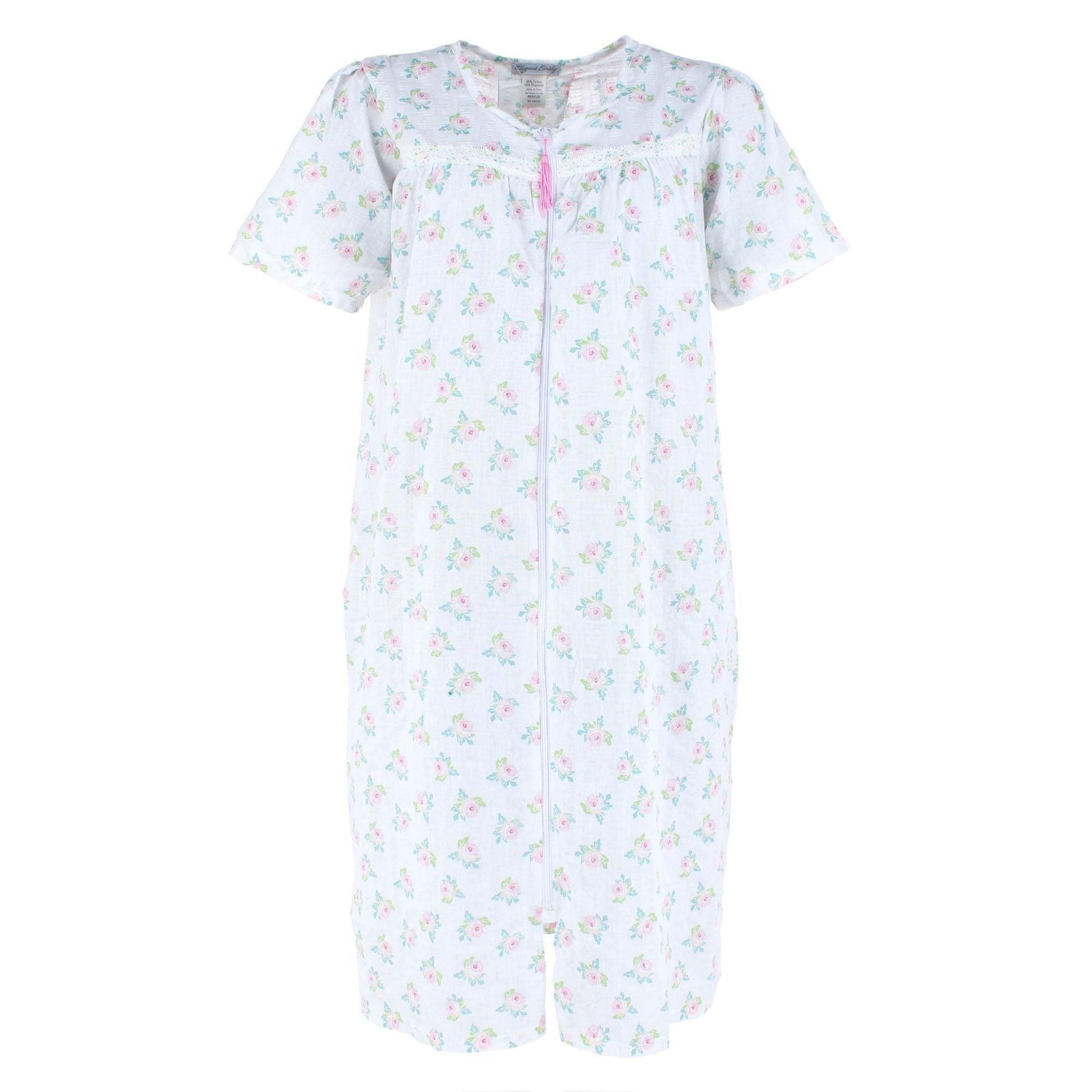 Elegant Emily Women's Smocked Spring Floral Duster Gown - Women's Smocked Spring Floral Duster Gown