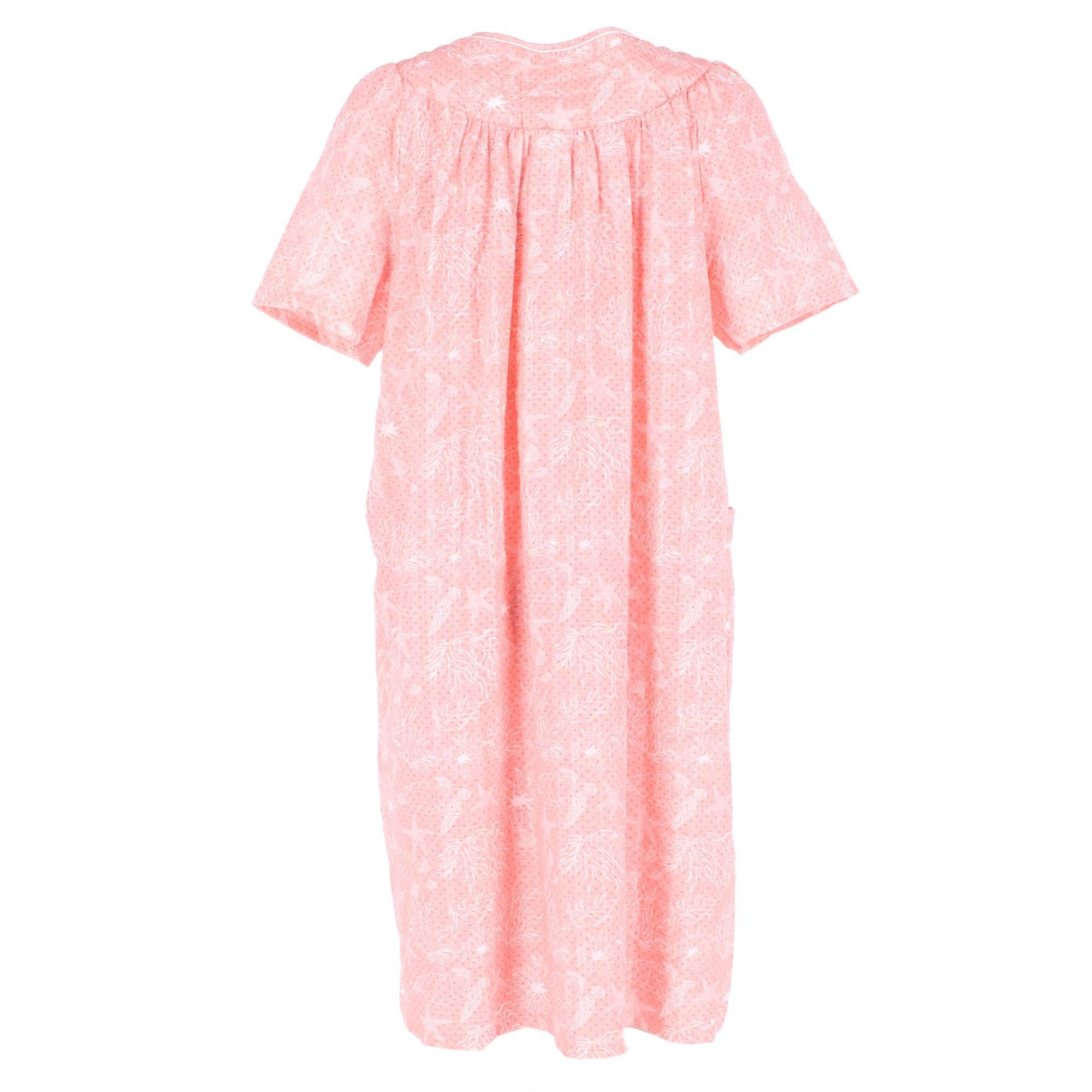 CTM® Women's Plus Size Woven Seersucker Patterned Duster by Elegant Emily - Coral Reef
