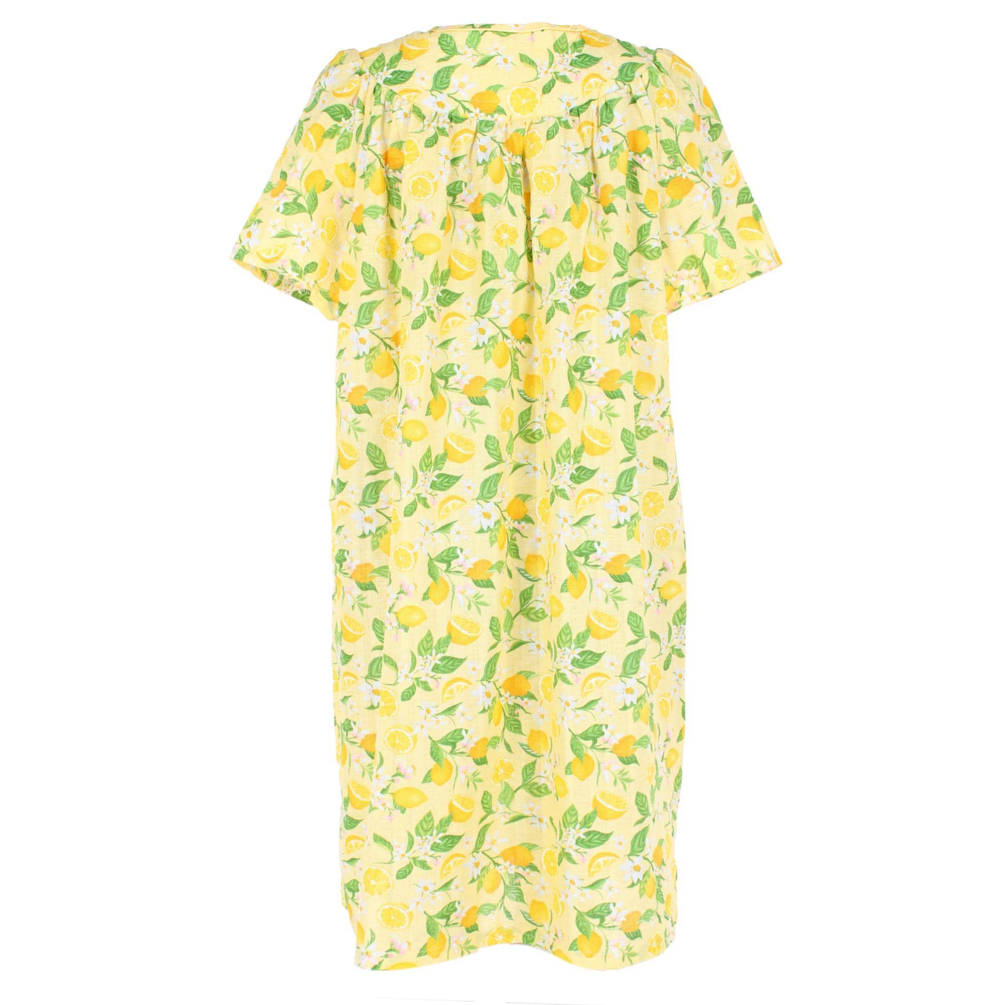 CTM® Women's Plus Size Woven Seersucker Patterned Duster by Elegant Emily - Lemons