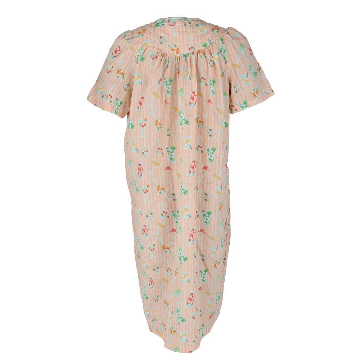 Elegant Emily Women's Woven Seeksucker Patterned Duster Gown - Orange