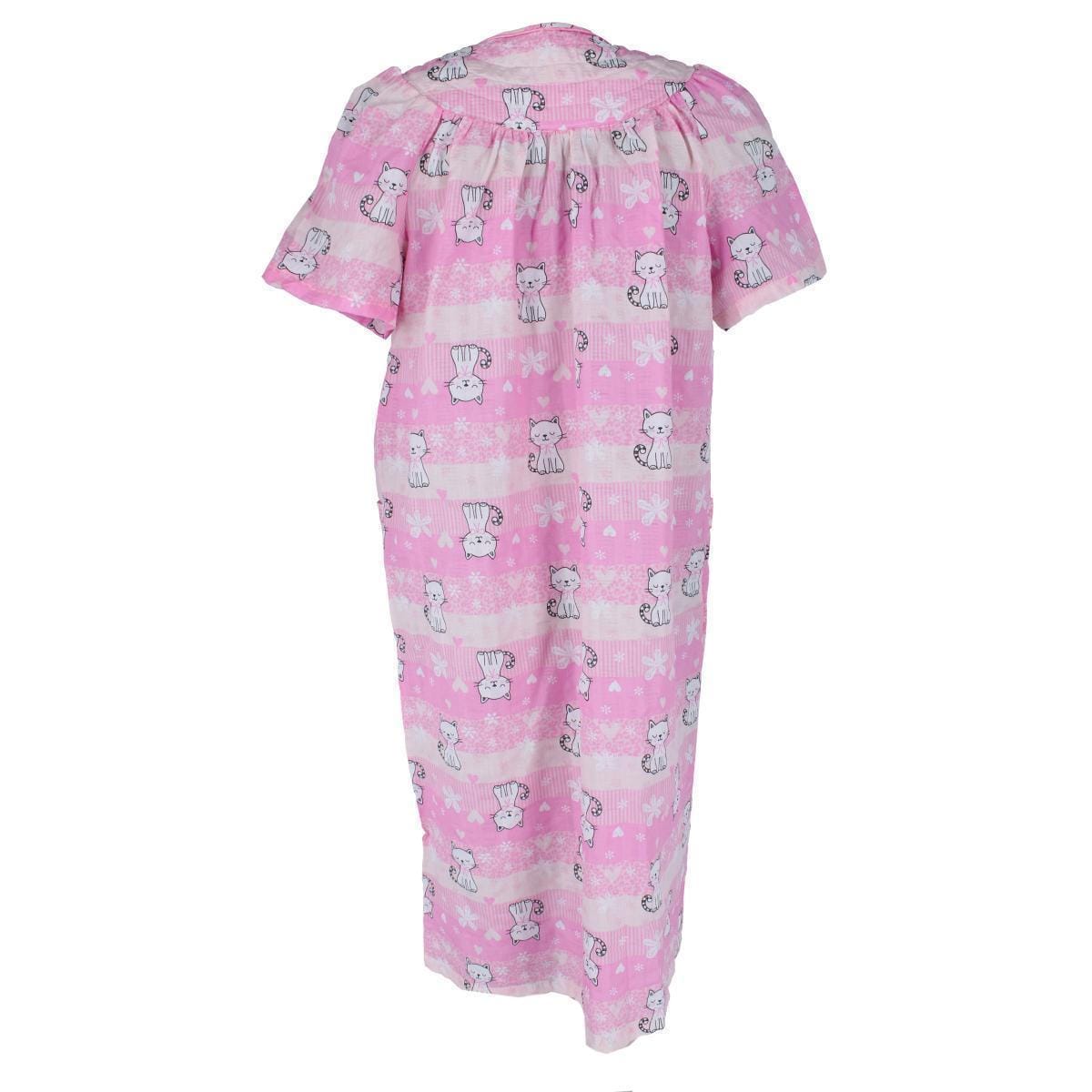 Elegant Emily Women's Woven Seeksucker Patterned Duster Gown - Pink