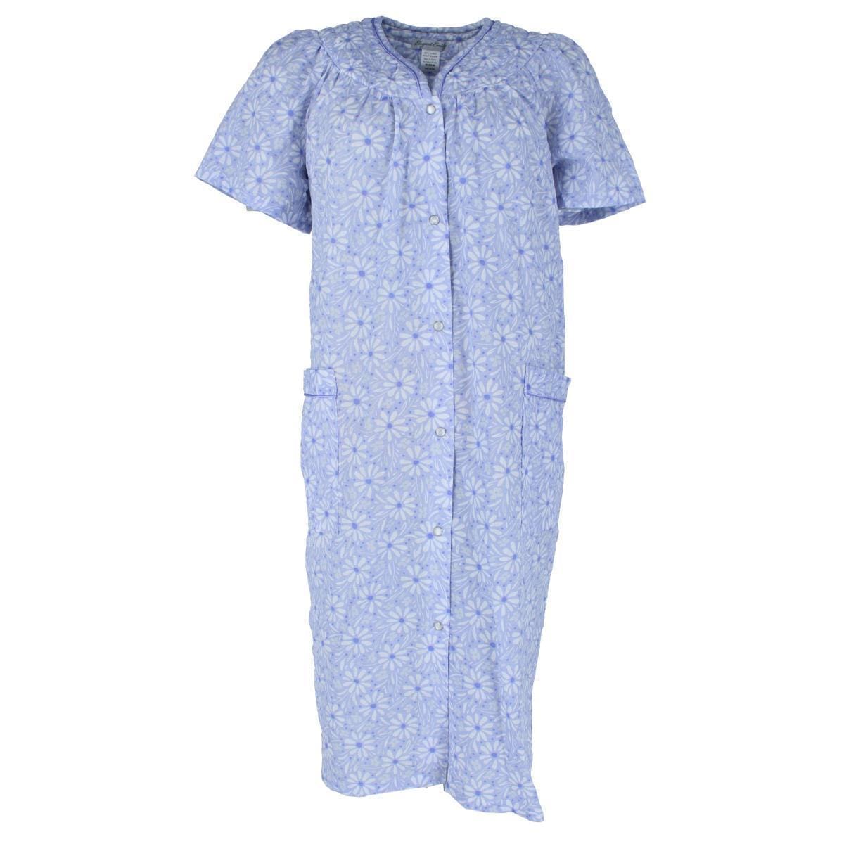 Elegant Emily Women's Woven Seeksucker Patterned Duster Gown - Purple