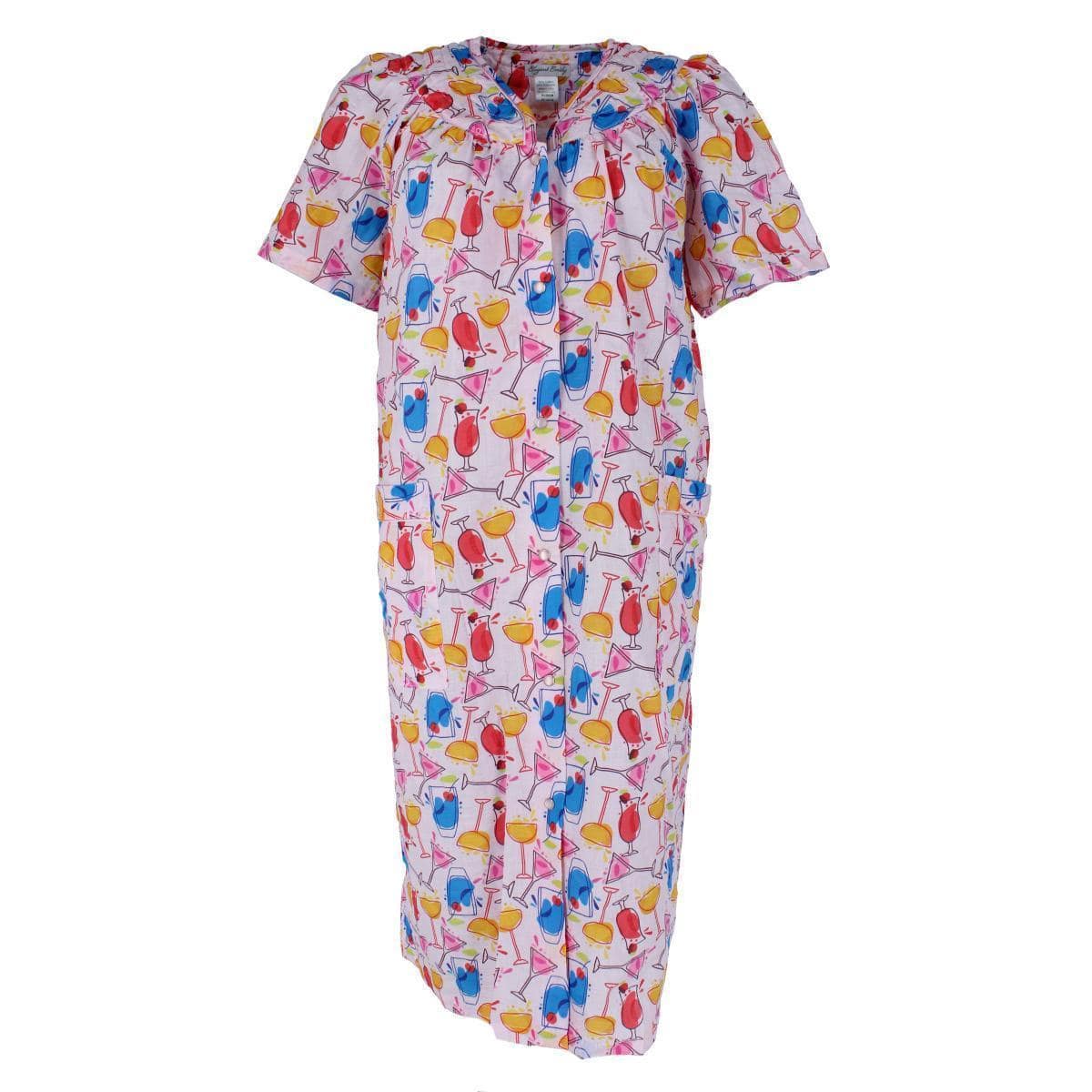 Elegant Emily Women's Woven Seeksucker Patterned Duster Gown - Yellow